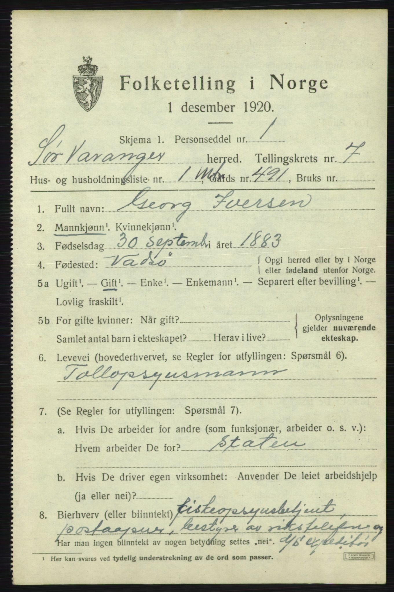 SATØ, 1920 census for Sør-Varanger, 1920, p. 4602