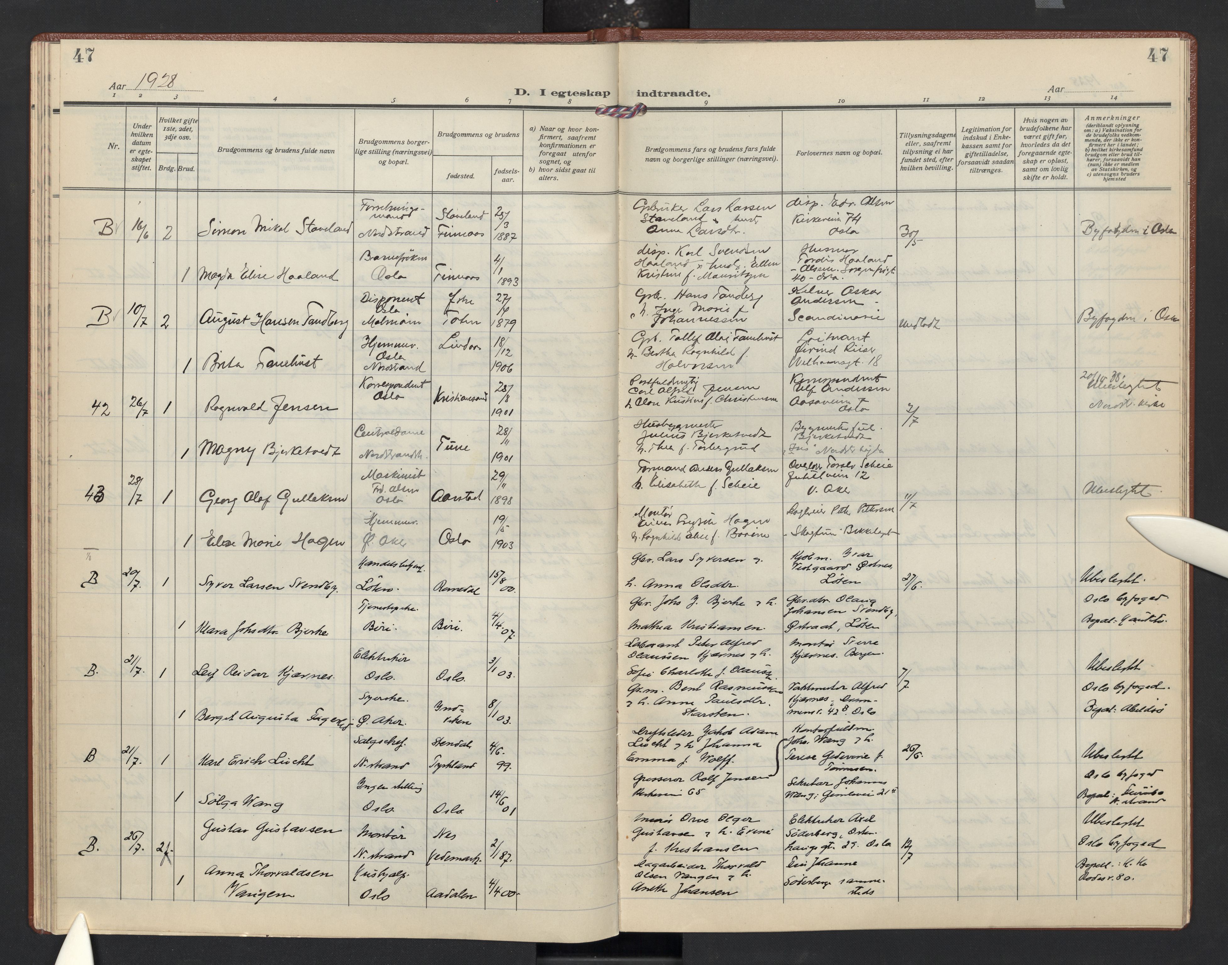 Nordstrand prestekontor Kirkebøker, AV/SAO-A-10362a/F/Fa/L0004: Parish register (official) no. 4, 1924-1930, p. 47