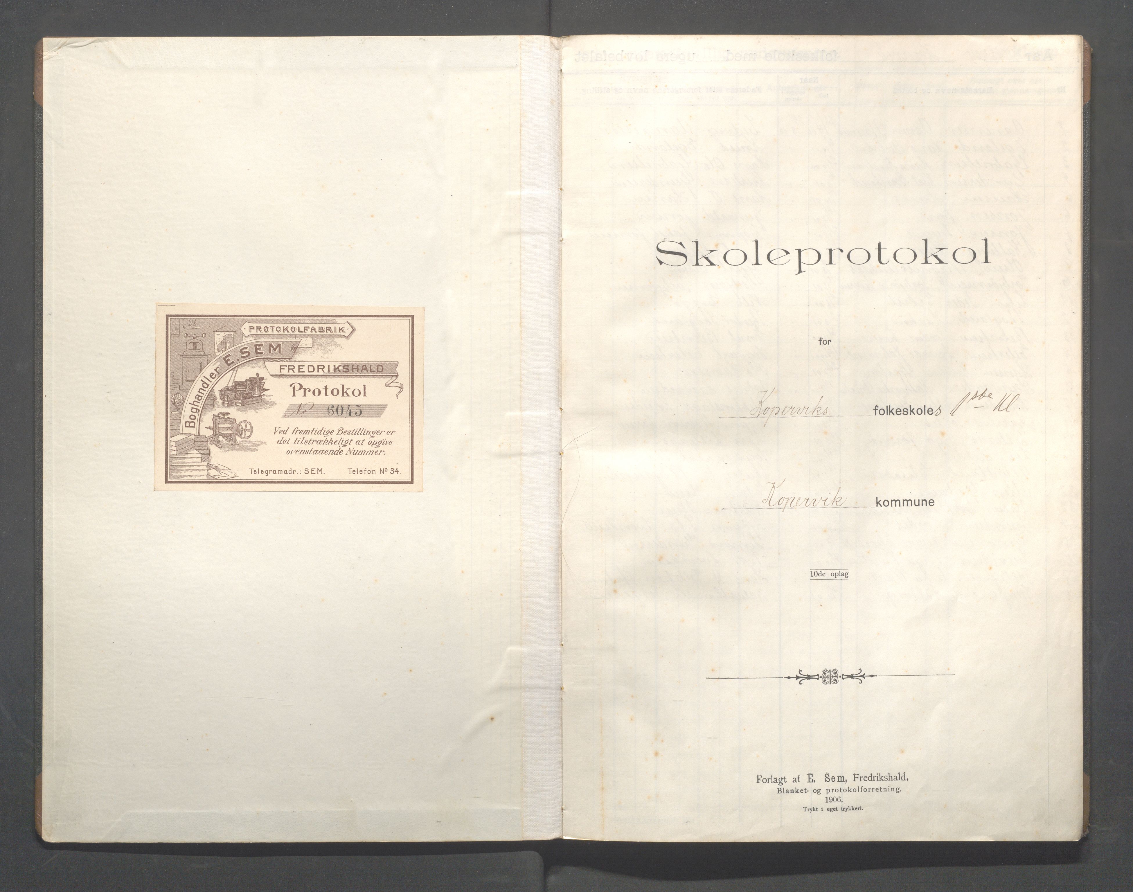 Kopervik Kommune - Kopervik skole, IKAR/K-102472/H/L0014: Skoleprotokoll 1.klasse, 1908-1915, p. 2