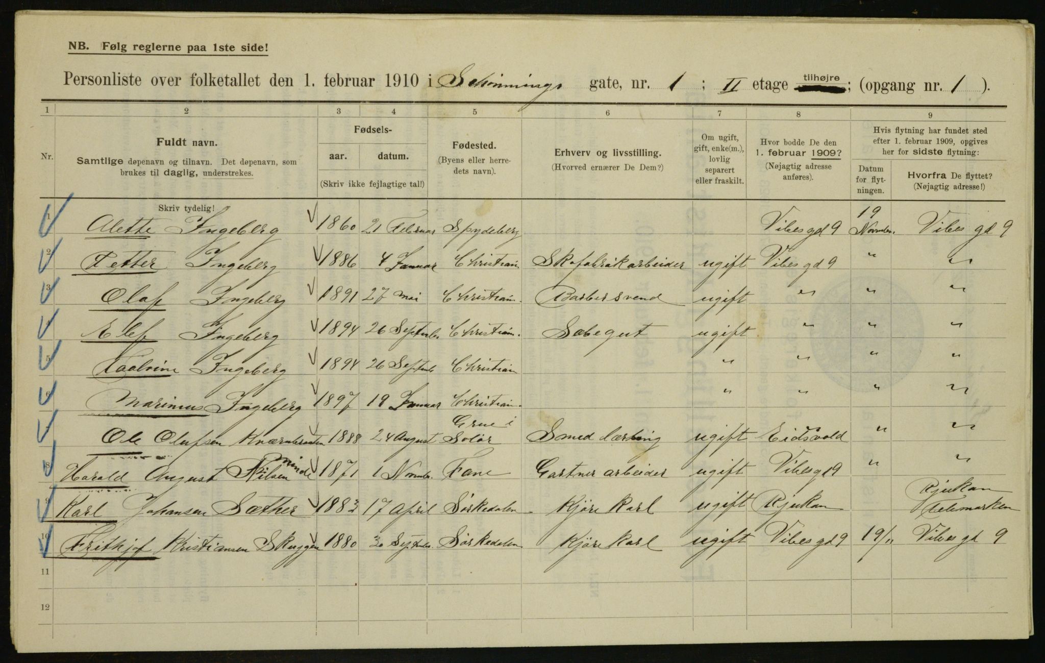 OBA, Municipal Census 1910 for Kristiania, 1910, p. 89140