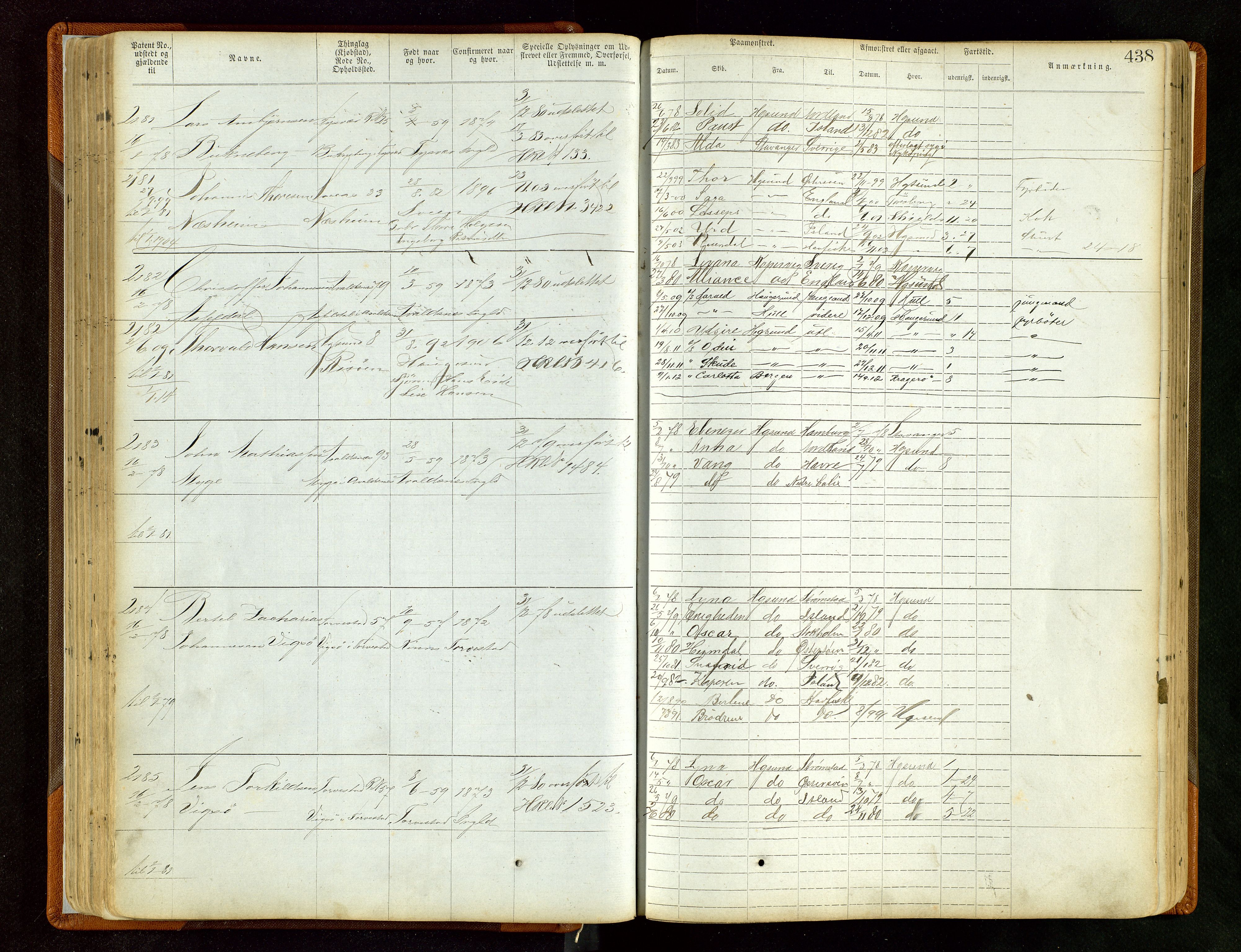 Haugesund sjømannskontor, AV/SAST-A-102007/F/Ff/L0003: Sjøfartsrulle Haugesund krets nr. 1 - 3590, 1868-1948, p. 438
