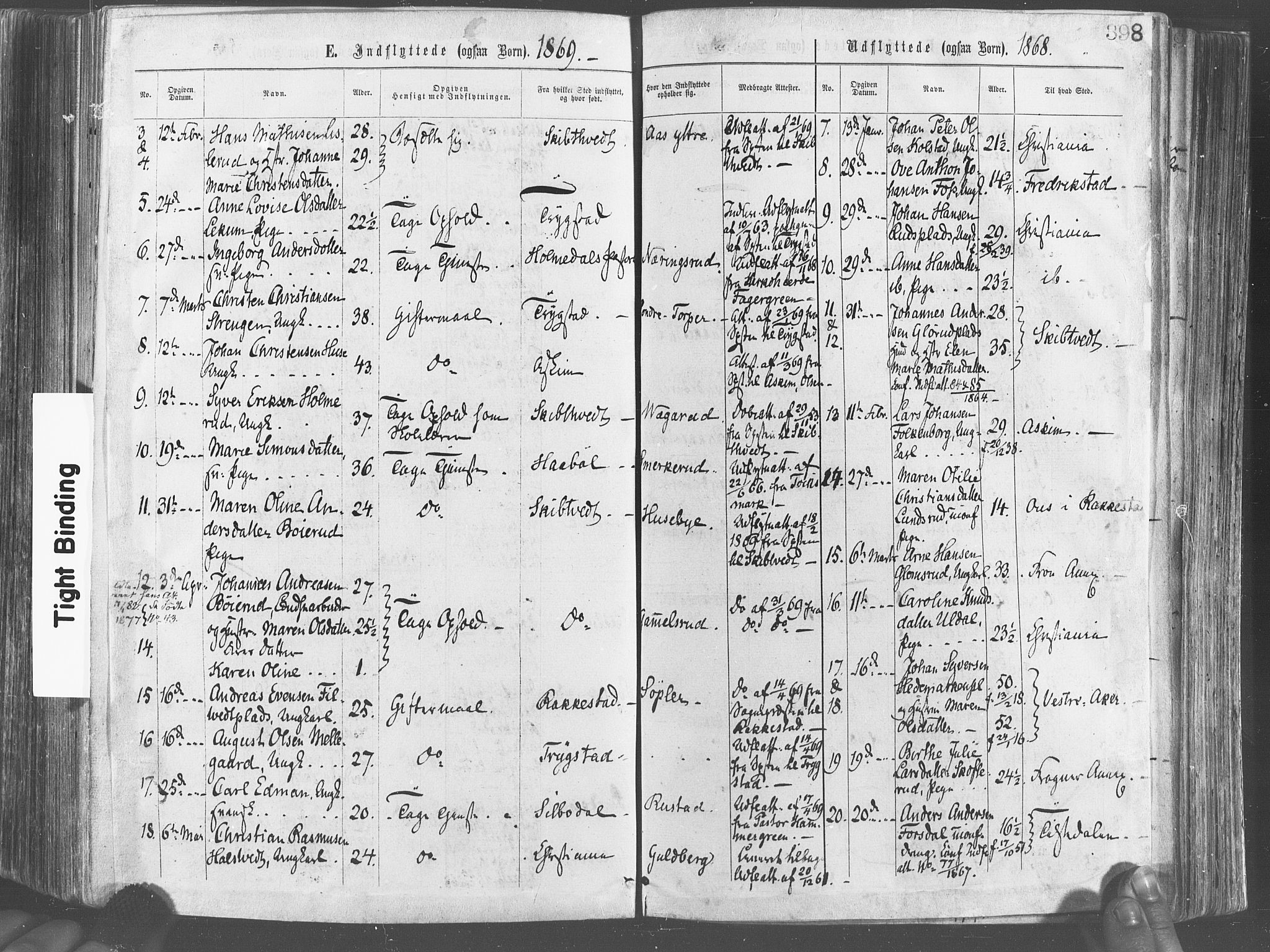 Eidsberg prestekontor Kirkebøker, AV/SAO-A-10905/F/Fa/L0011: Parish register (official) no. I 11, 1867-1878, p. 398