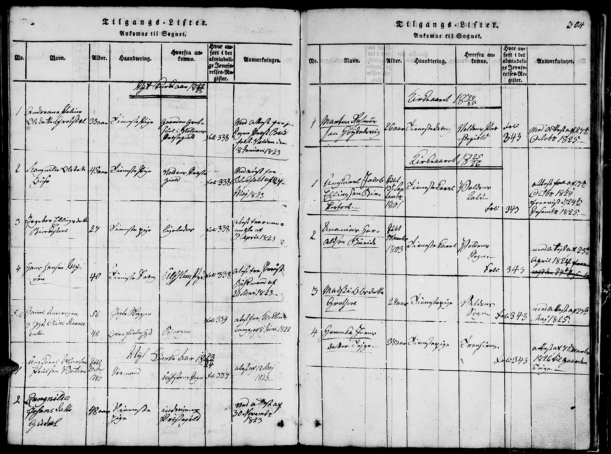 Ministerialprotokoller, klokkerbøker og fødselsregistre - Møre og Romsdal, AV/SAT-A-1454/507/L0078: Parish register (copy) no. 507C01, 1816-1840, p. 304