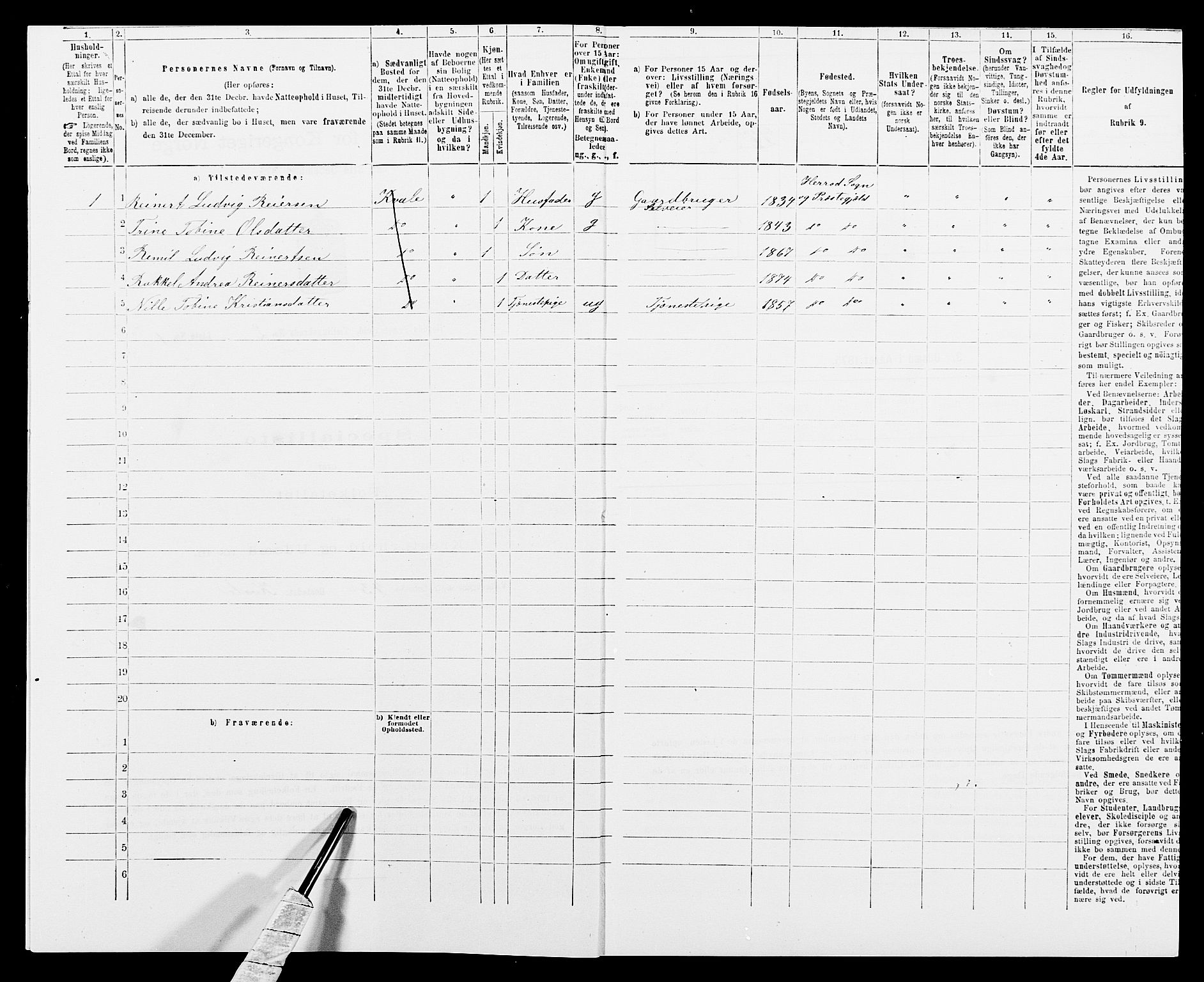 SAK, 1875 census for 1039P Herad, 1875, p. 153