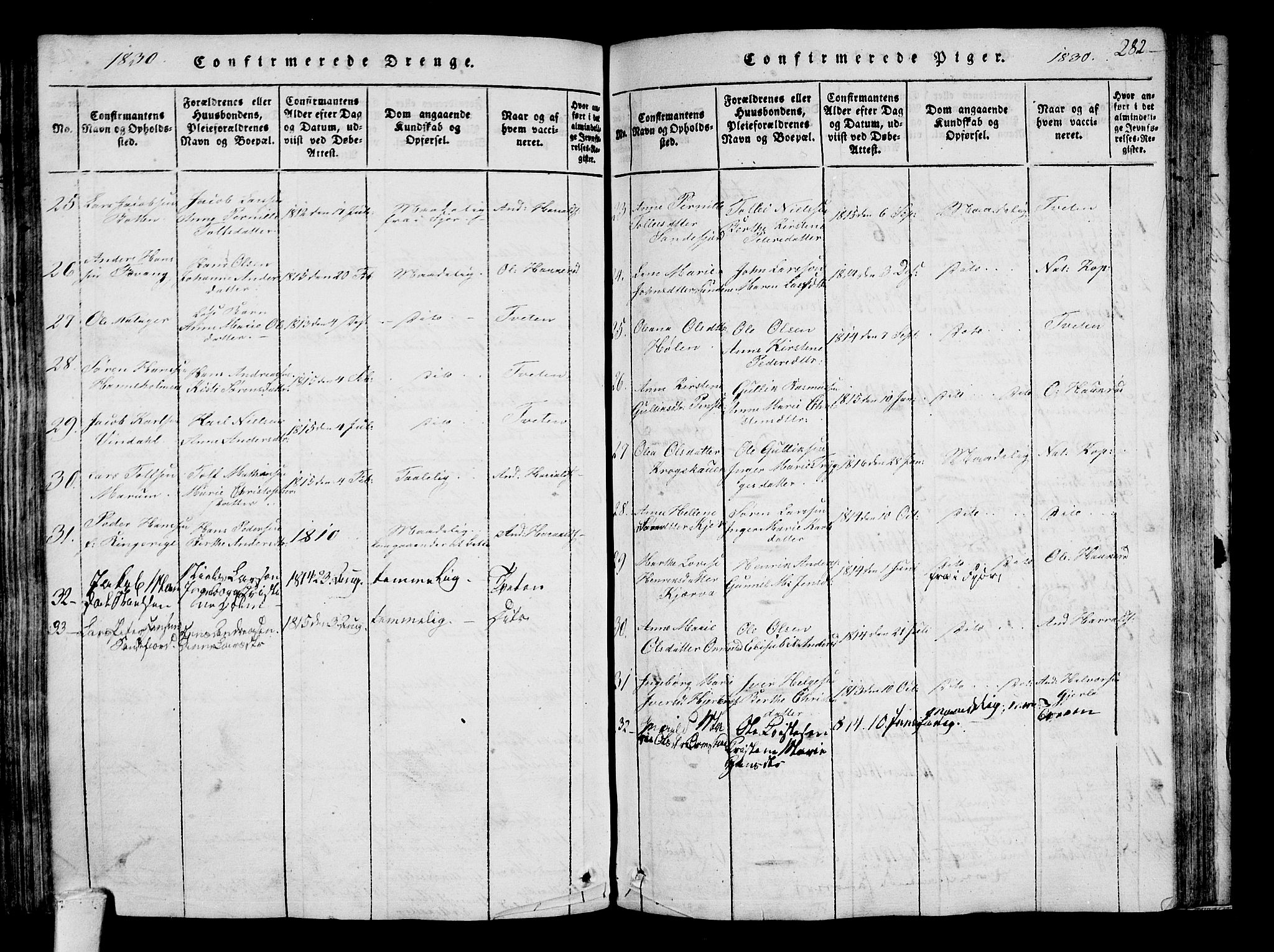 Sandar kirkebøker, AV/SAKO-A-243/F/Fa/L0004: Parish register (official) no. 4, 1814-1832, p. 282