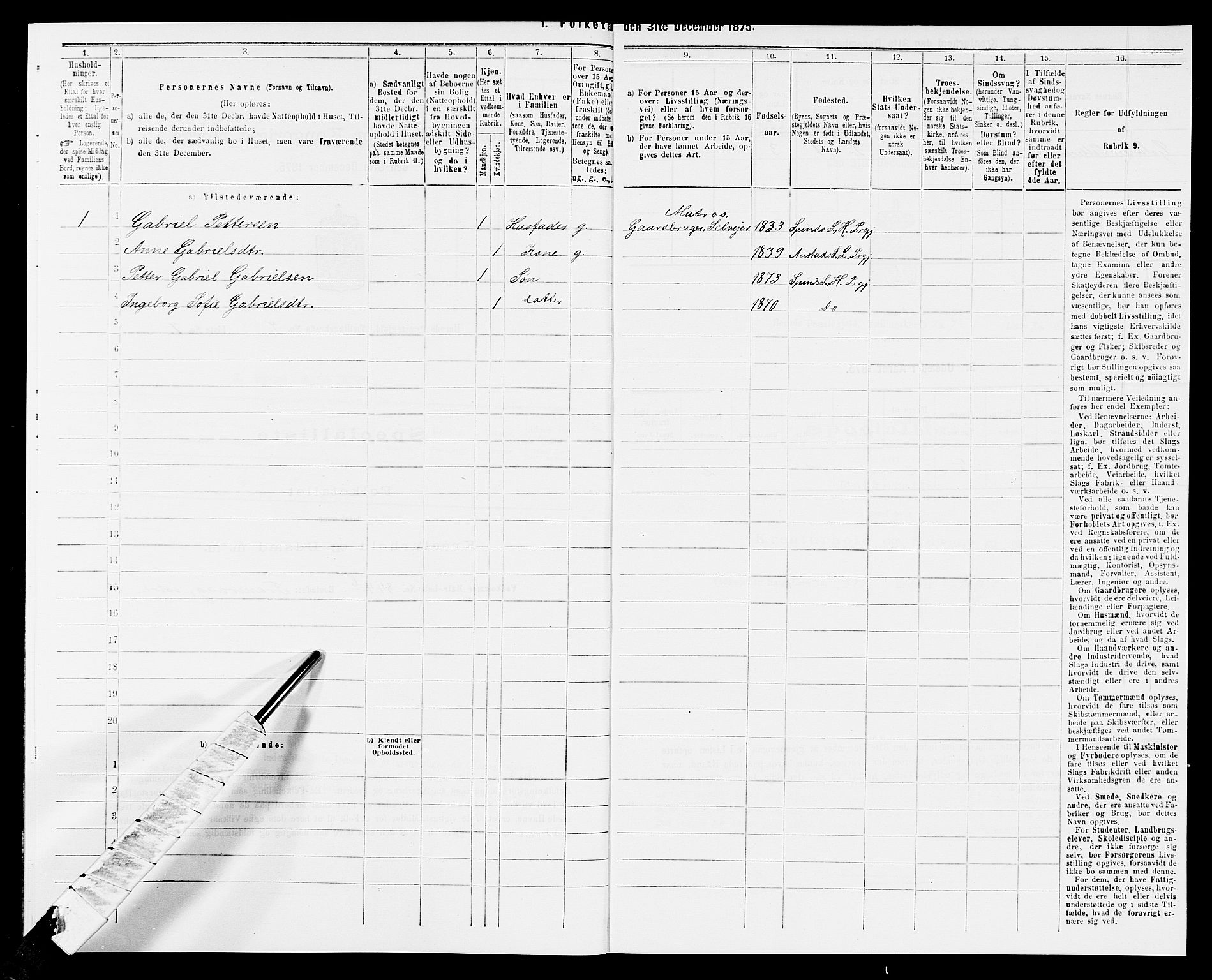 SAK, 1875 census for 1039P Herad, 1875, p. 847