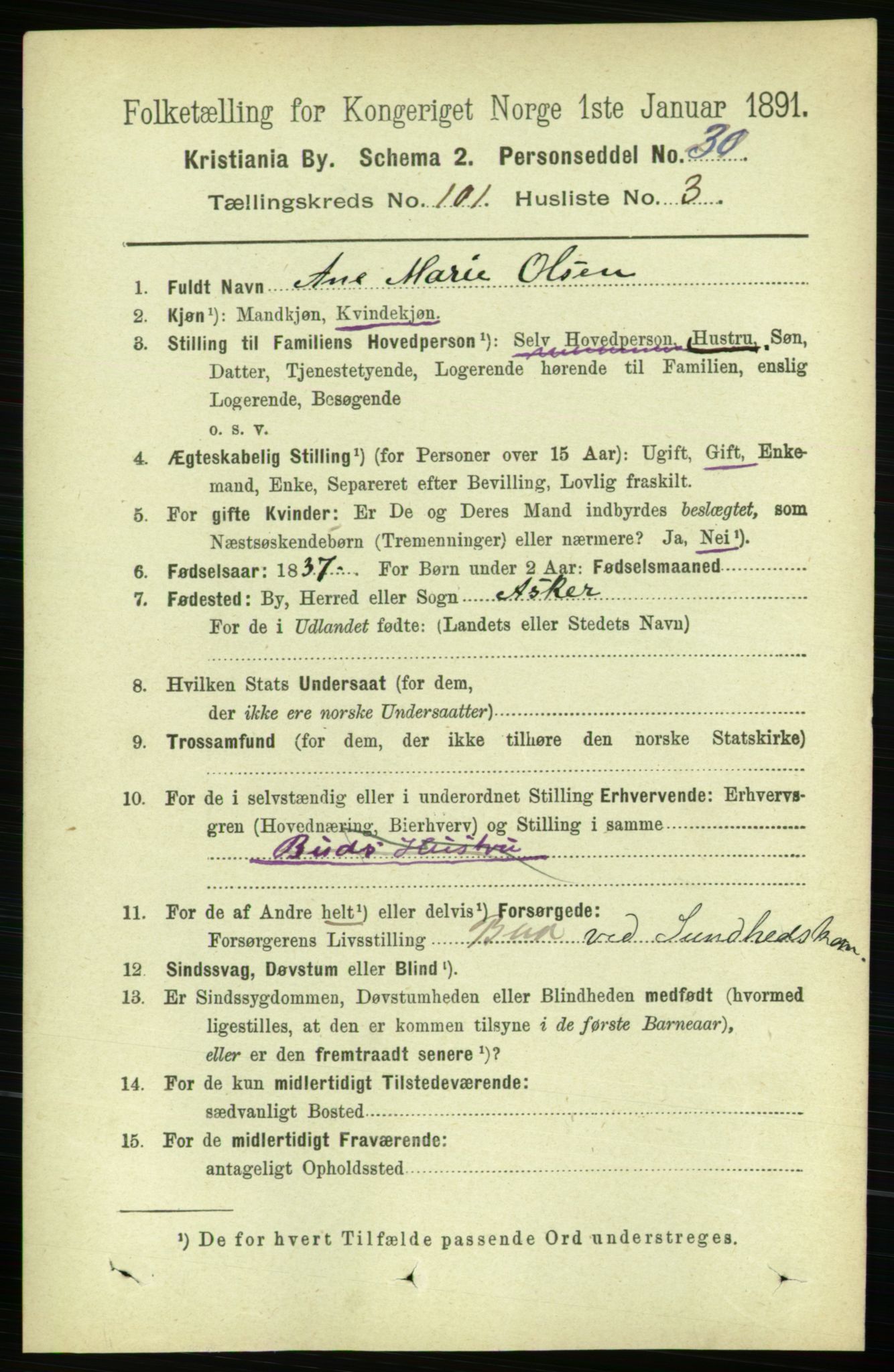 RA, 1891 census for 0301 Kristiania, 1891, p. 50064