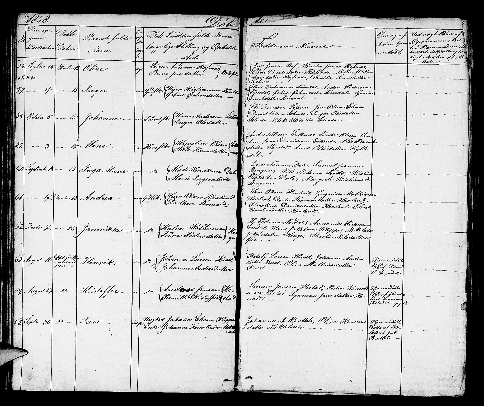 Fjaler sokneprestembete, AV/SAB-A-79801/H/Hab/Habc/L0001: Parish register (copy) no. C 1, 1852-1878, p. 52