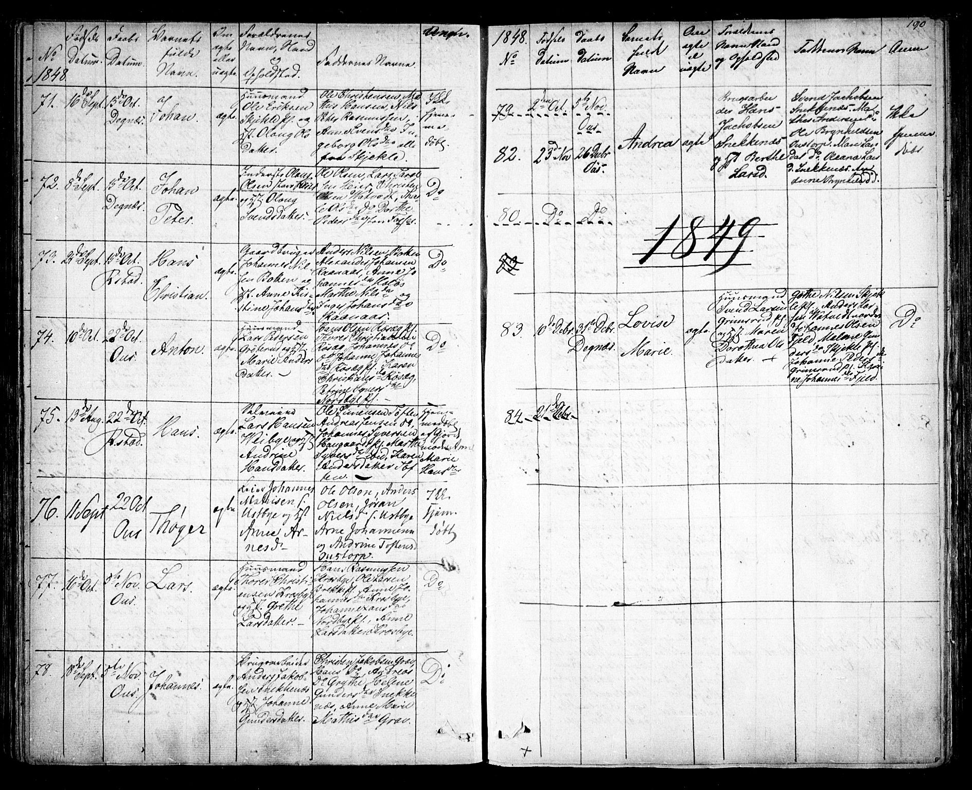 Rakkestad prestekontor Kirkebøker, AV/SAO-A-2008/F/Fa/L0008: Parish register (official) no. I 8, 1842-1849, p. 189-190