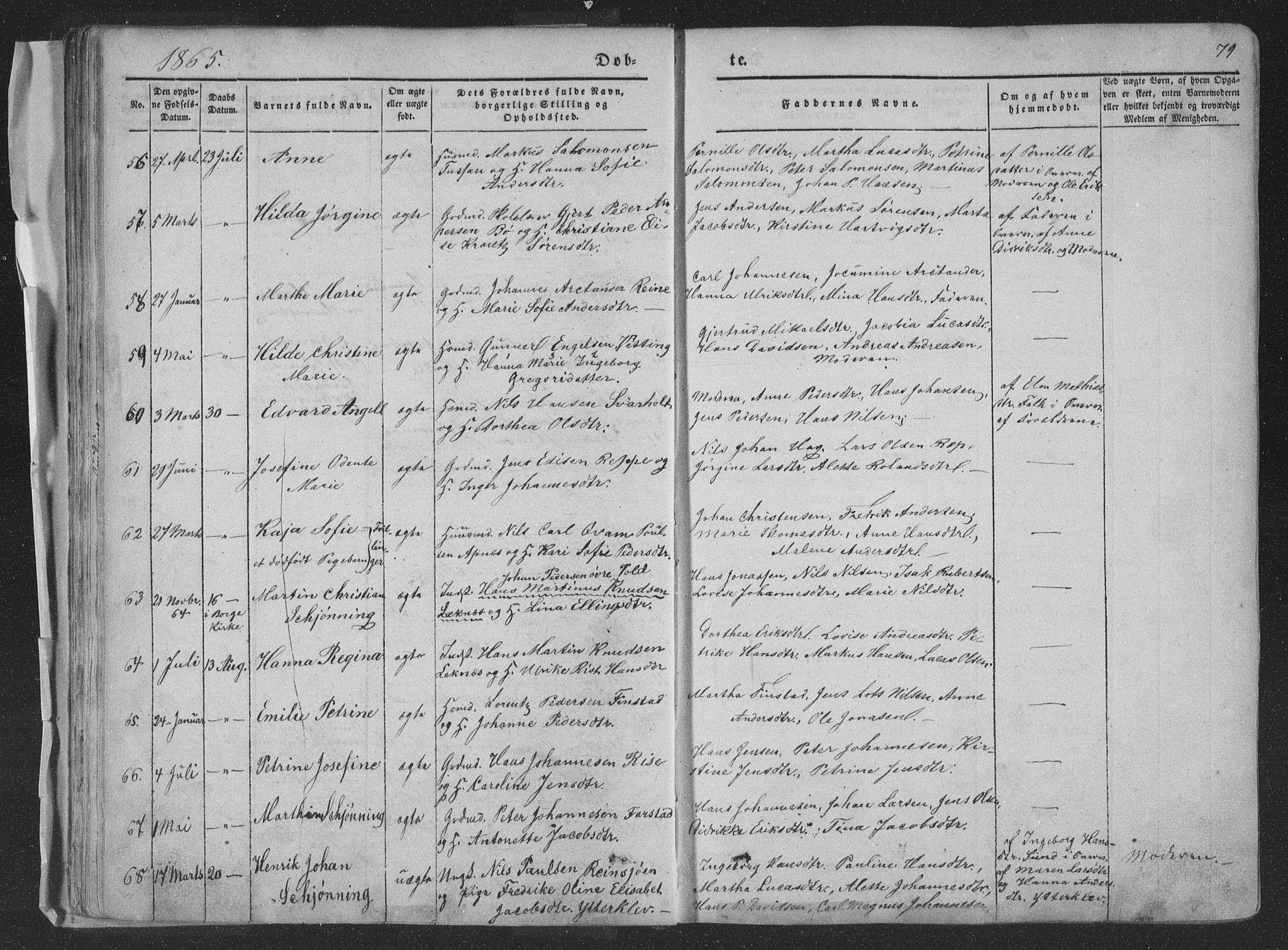 Ministerialprotokoller, klokkerbøker og fødselsregistre - Nordland, AV/SAT-A-1459/881/L1165: Parish register (copy) no. 881C02, 1854-1876, p. 79