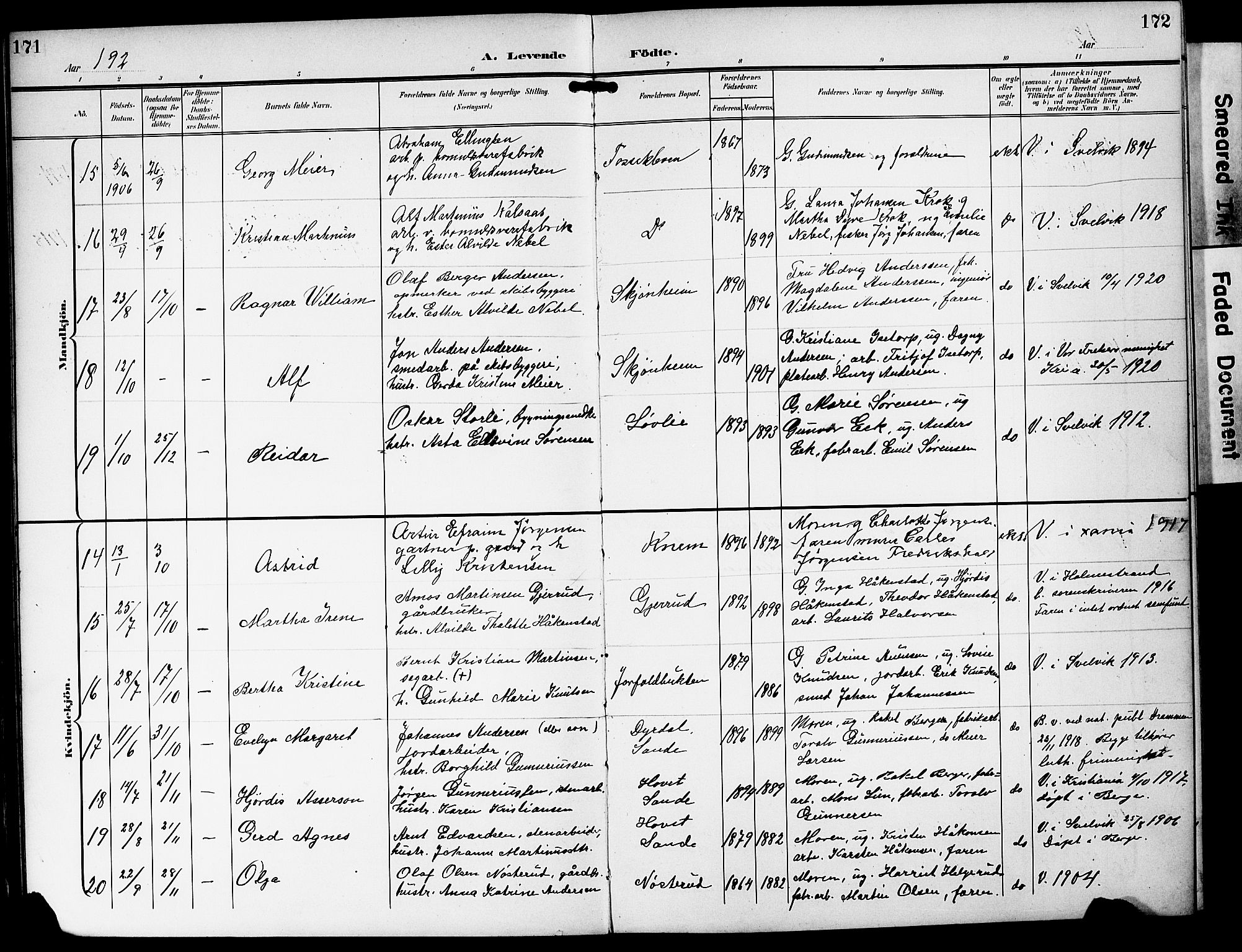 Strømm kirkebøker, AV/SAKO-A-322/G/Ga/L0004: Parish register (copy) no. I 4, 1897-1927, p. 171-172