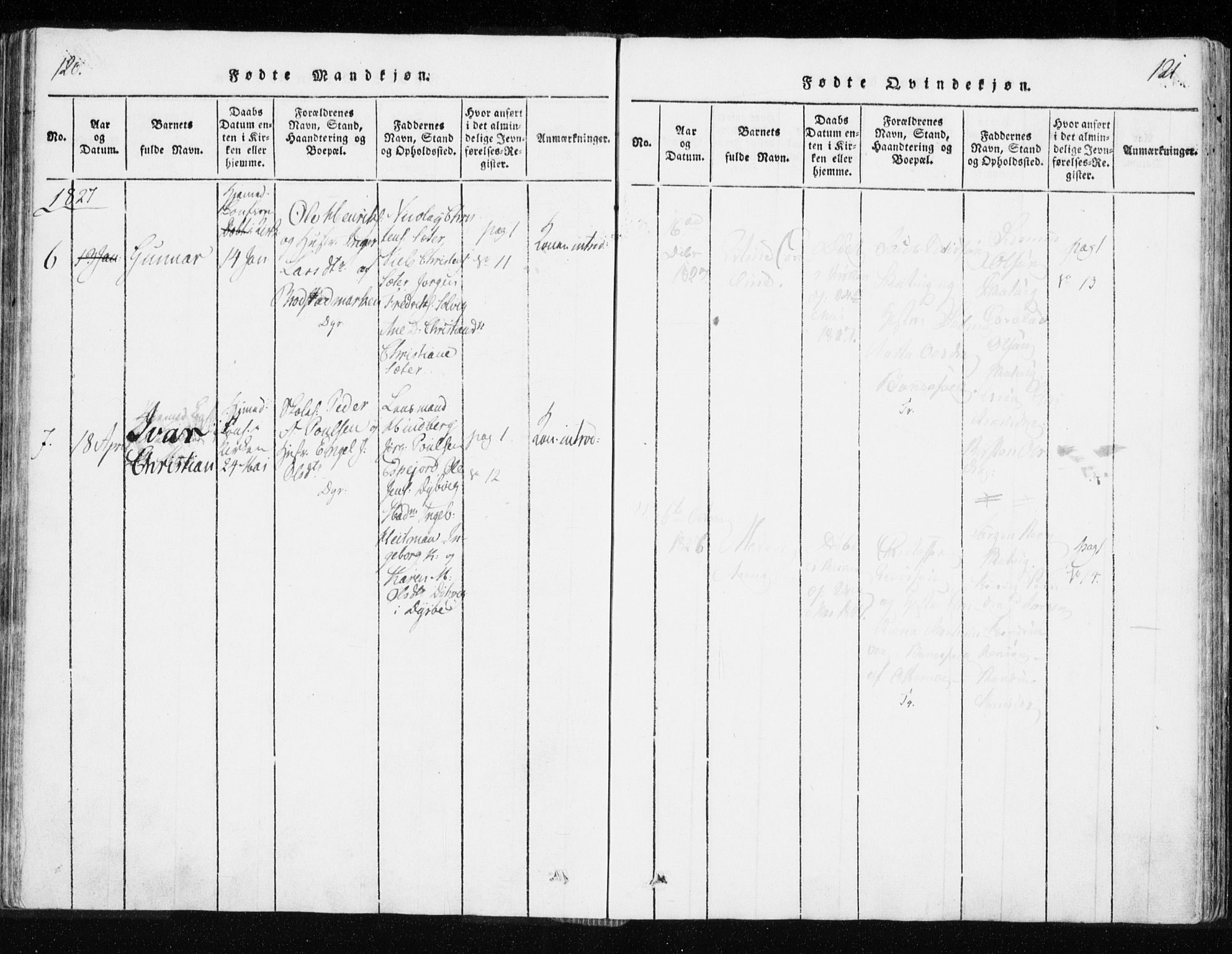Tranøy sokneprestkontor, SATØ/S-1313/I/Ia/Iaa/L0004kirke: Parish register (official) no. 4, 1820-1829, p. 120-121