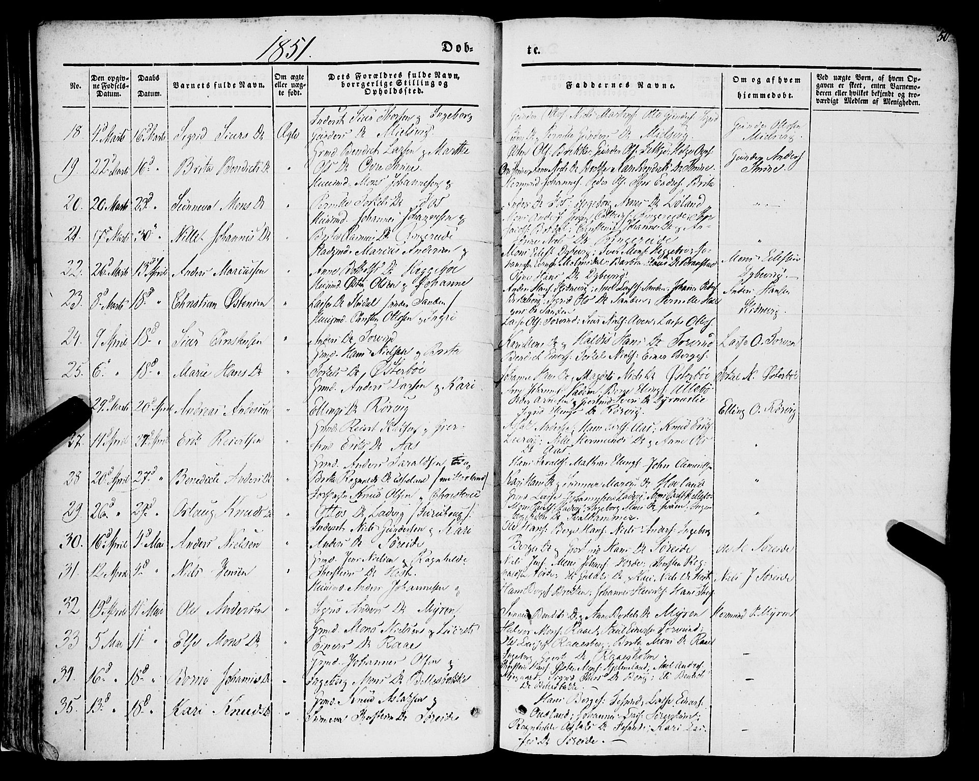 Lavik sokneprestembete, AV/SAB-A-80901: Parish register (official) no. A 3, 1843-1863, p. 50