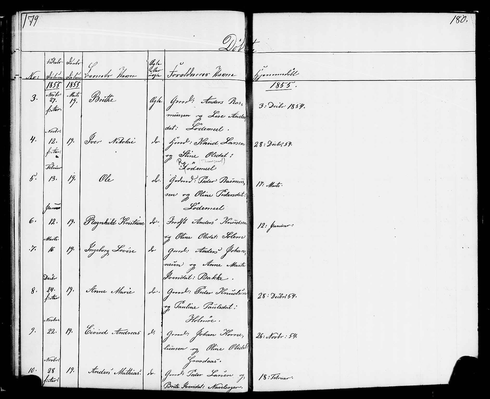 Hornindal sokneprestembete, AV/SAB-A-82401/H/Haa/Haaa/L0001: Parish register (official) no. A 1, 1837-1866, p. 180-181