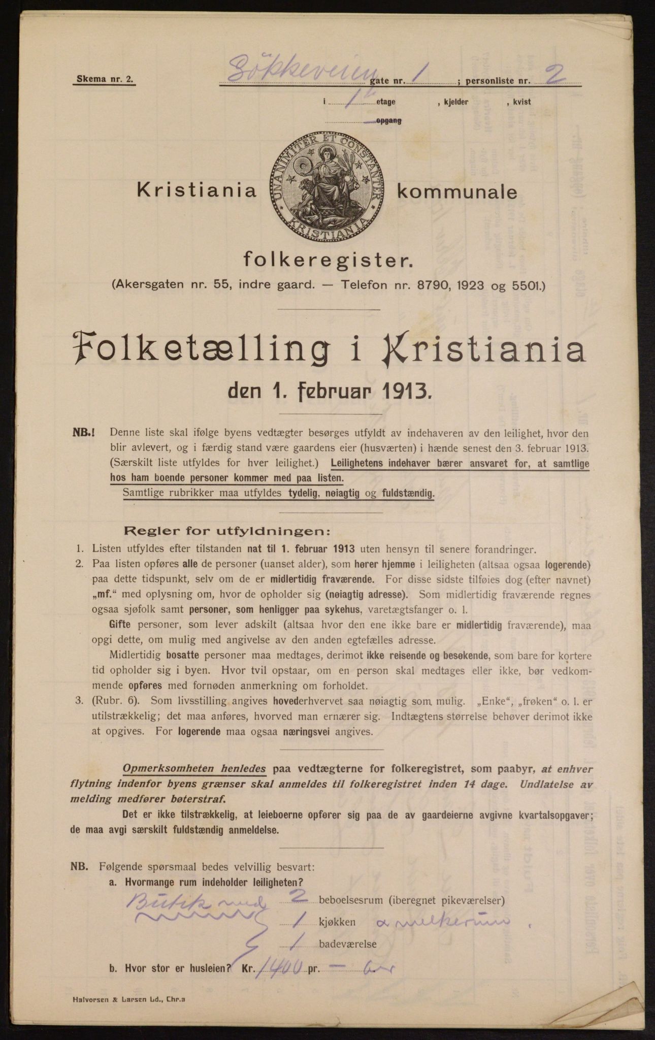 OBA, Municipal Census 1913 for Kristiania, 1913, p. 58427