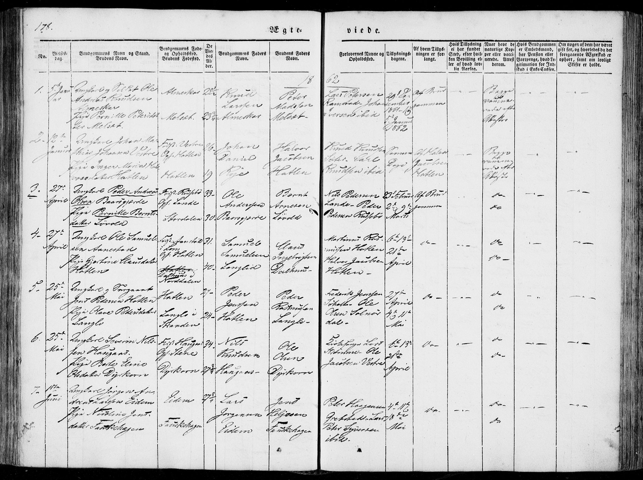 Ministerialprotokoller, klokkerbøker og fødselsregistre - Møre og Romsdal, SAT/A-1454/522/L0313: Parish register (official) no. 522A08, 1852-1862, p. 178