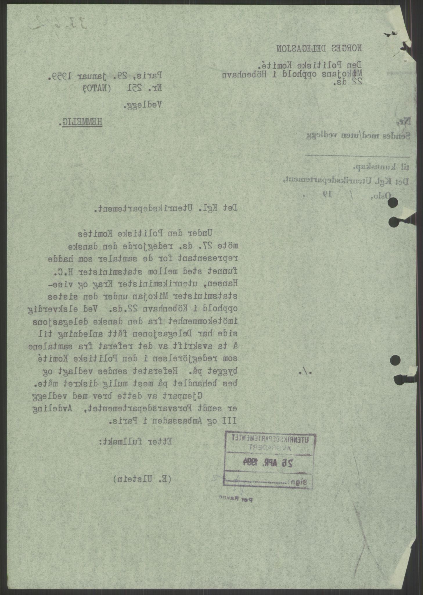 Utenriksdepartementet, RA/S-2259, 1951-1959, p. 138
