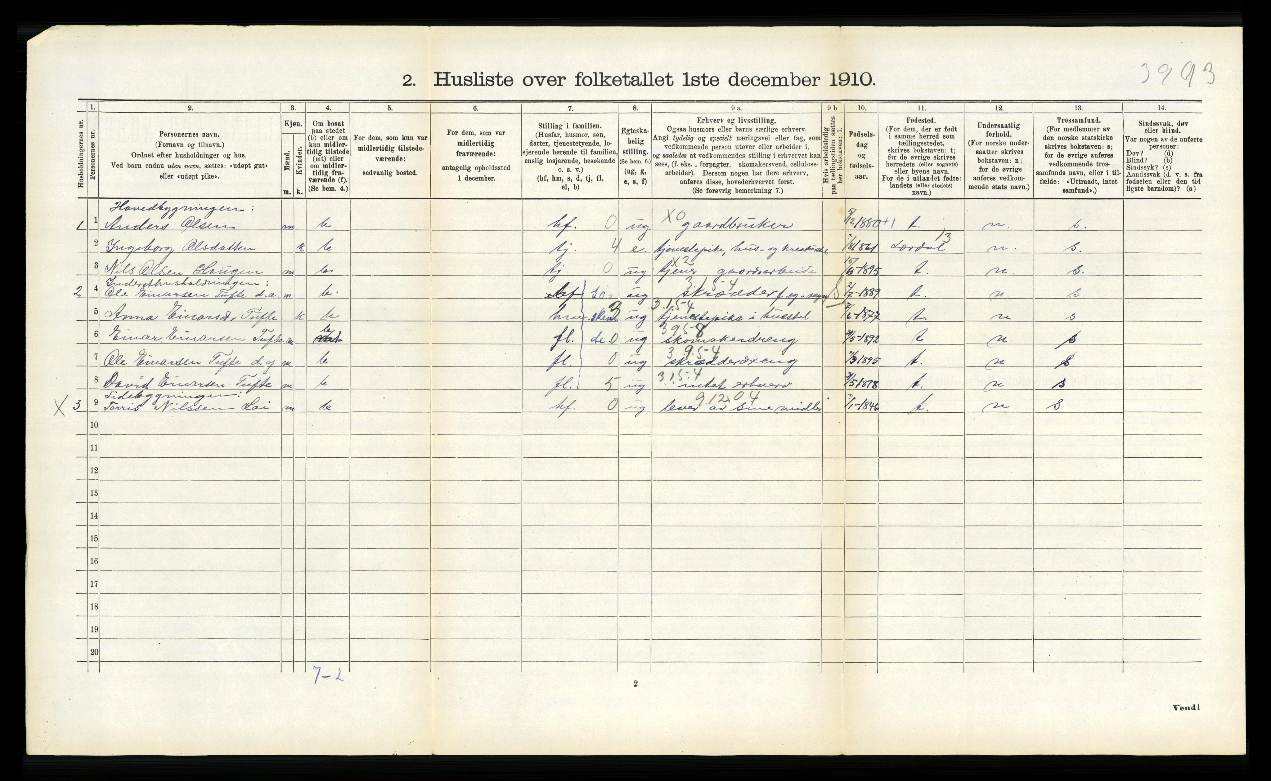 RA, 1910 census for Borgund, 1910, p. 216