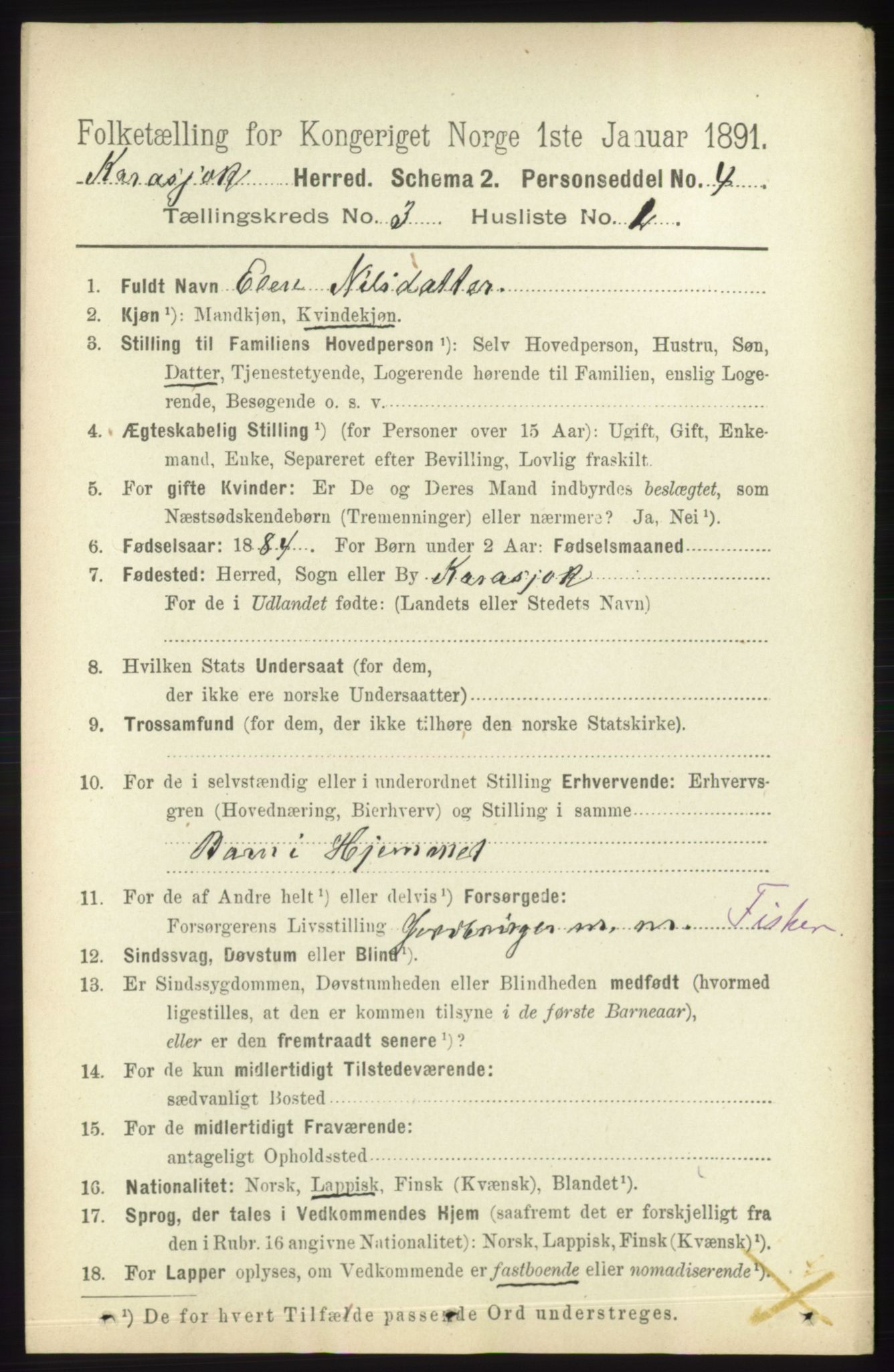 RA, 1891 census for 2021 Karasjok, 1891, p. 556