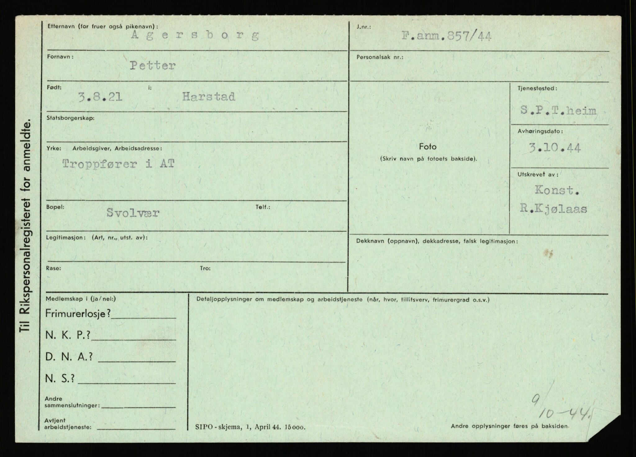 Statspolitiet - Hovedkontoret / Osloavdelingen, AV/RA-S-1329/C/Ca/L0001: Aabakken - Armann, 1943-1945, p. 1178