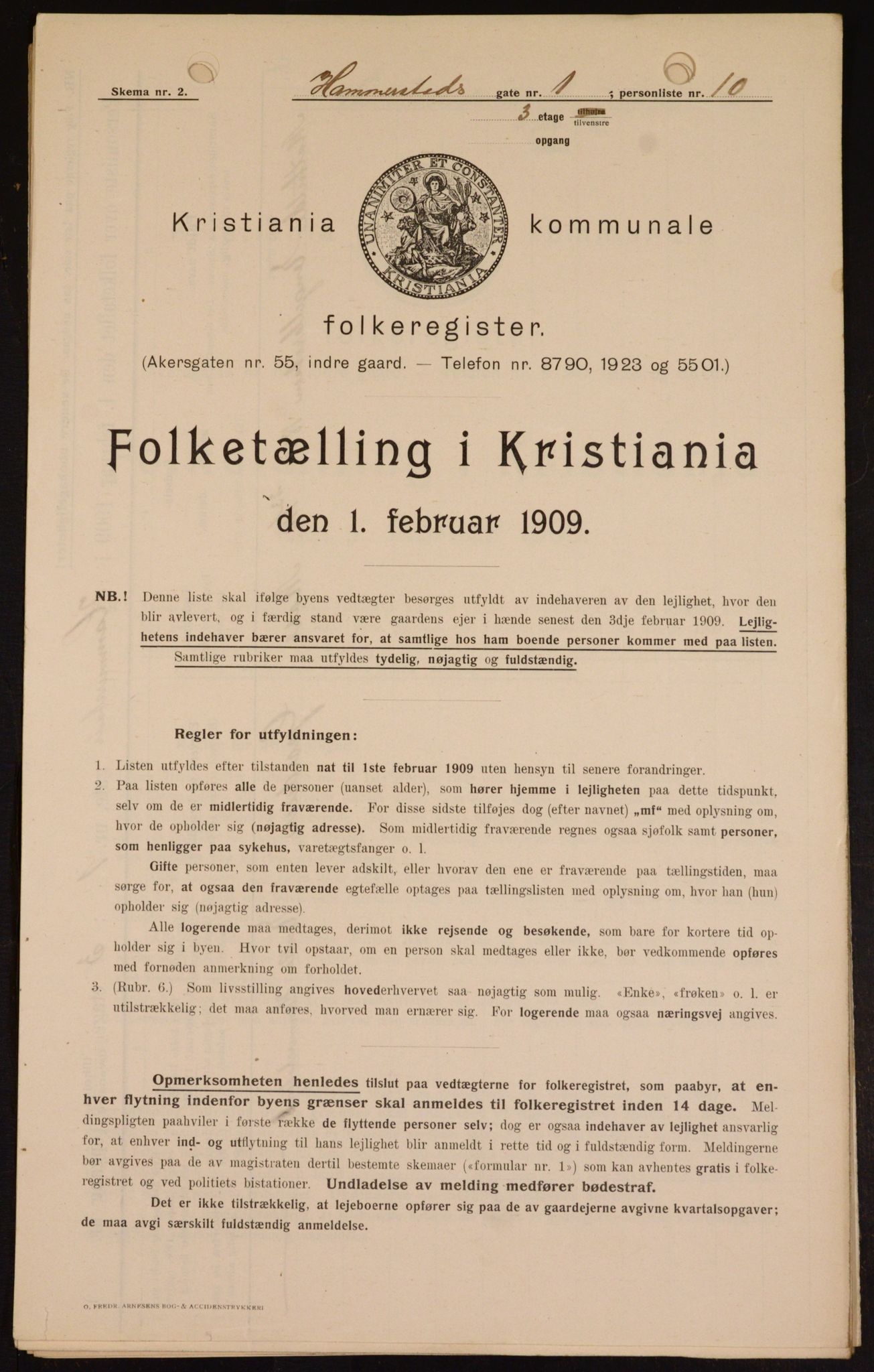 OBA, Municipal Census 1909 for Kristiania, 1909, p. 31275