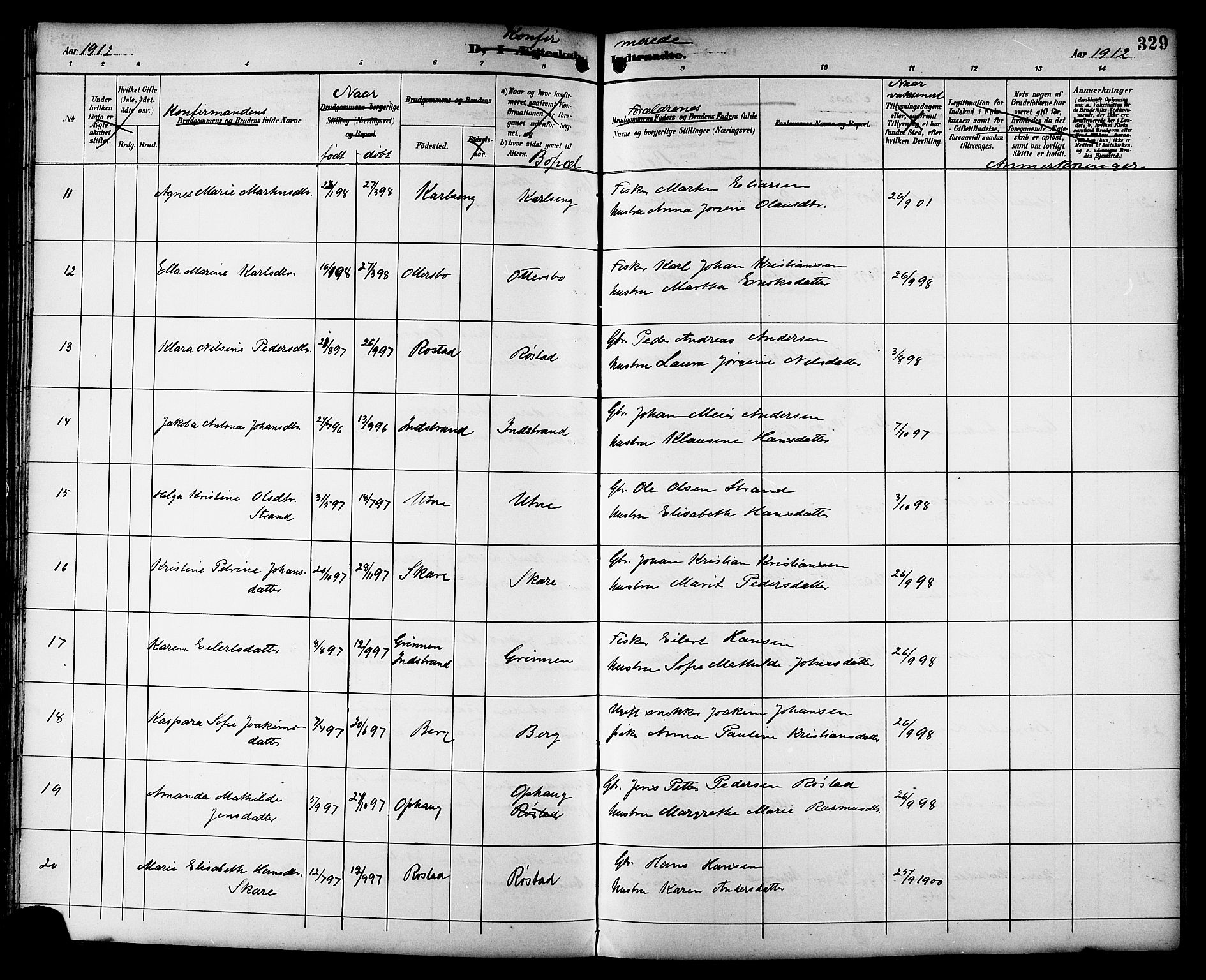 Ministerialprotokoller, klokkerbøker og fødselsregistre - Sør-Trøndelag, SAT/A-1456/659/L0746: Parish register (copy) no. 659C03, 1893-1912, p. 329