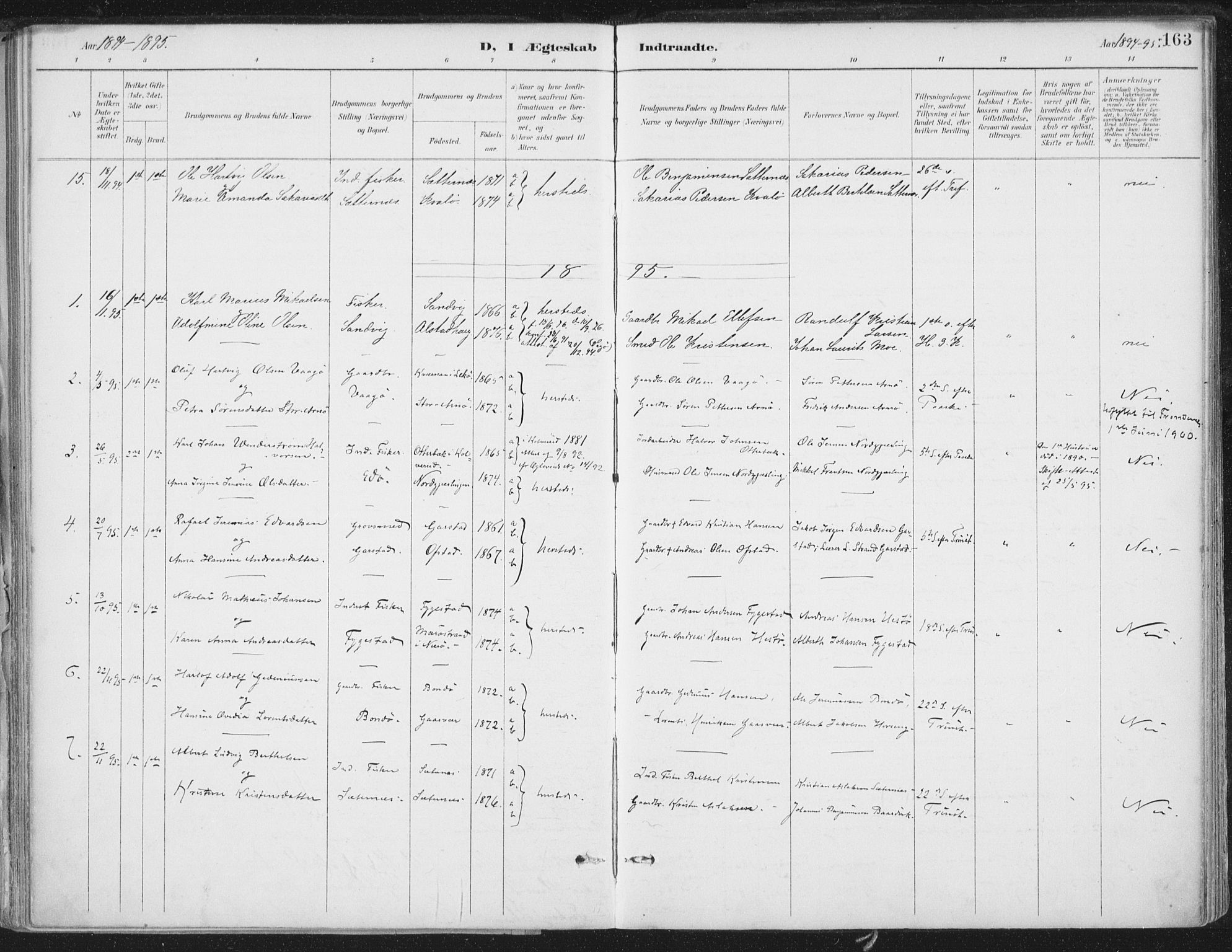 Ministerialprotokoller, klokkerbøker og fødselsregistre - Nord-Trøndelag, SAT/A-1458/786/L0687: Parish register (official) no. 786A03, 1888-1898, p. 163
