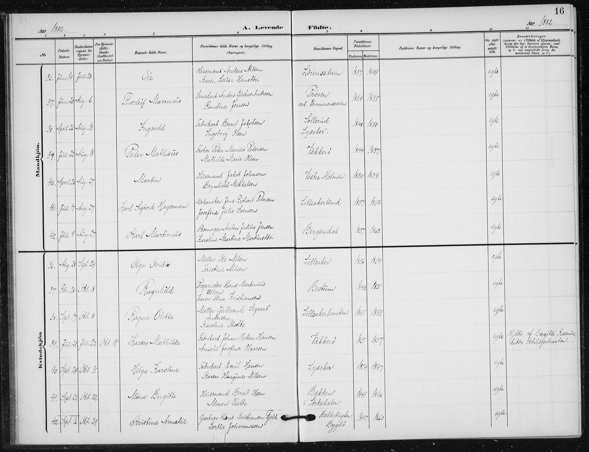 Vestre Aker prestekontor Kirkebøker, AV/SAO-A-10025/F/Fb/L0001: Parish register (official) no. II 1, 1880-1906, p. 16