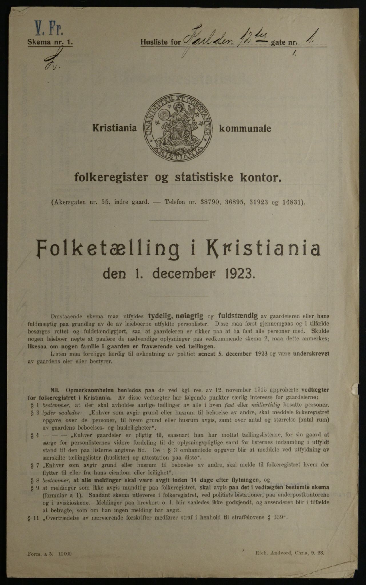 OBA, Municipal Census 1923 for Kristiania, 1923, p. 53980