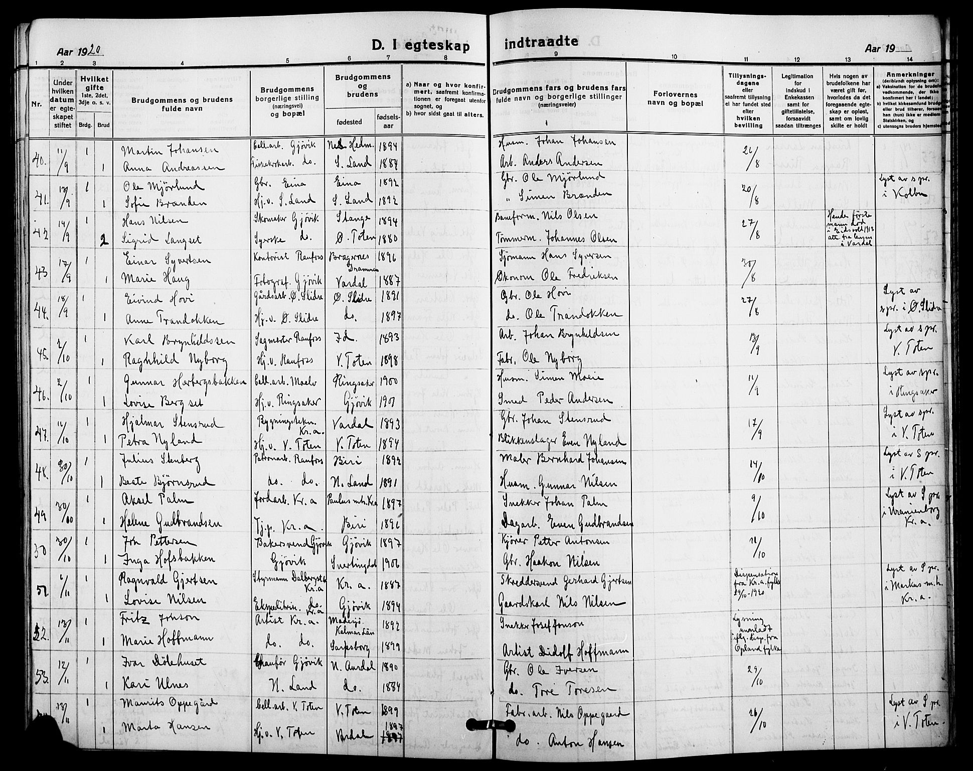 Vardal prestekontor, AV/SAH-PREST-100/H/Ha/Hab/L0014: Parish register (copy) no. 14, 1911-1922, p. 238k