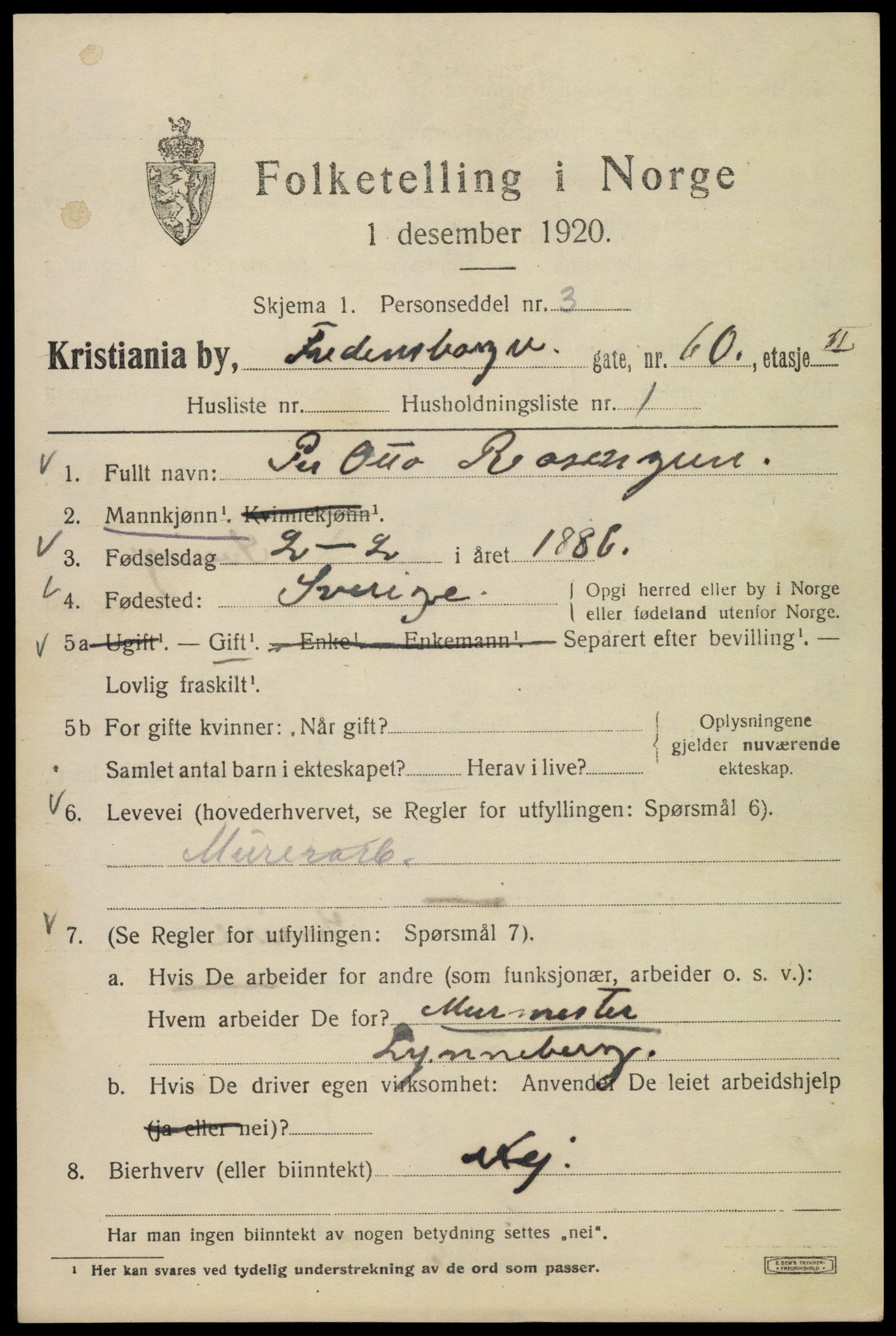 SAO, 1920 census for Kristiania, 1920, p. 237049