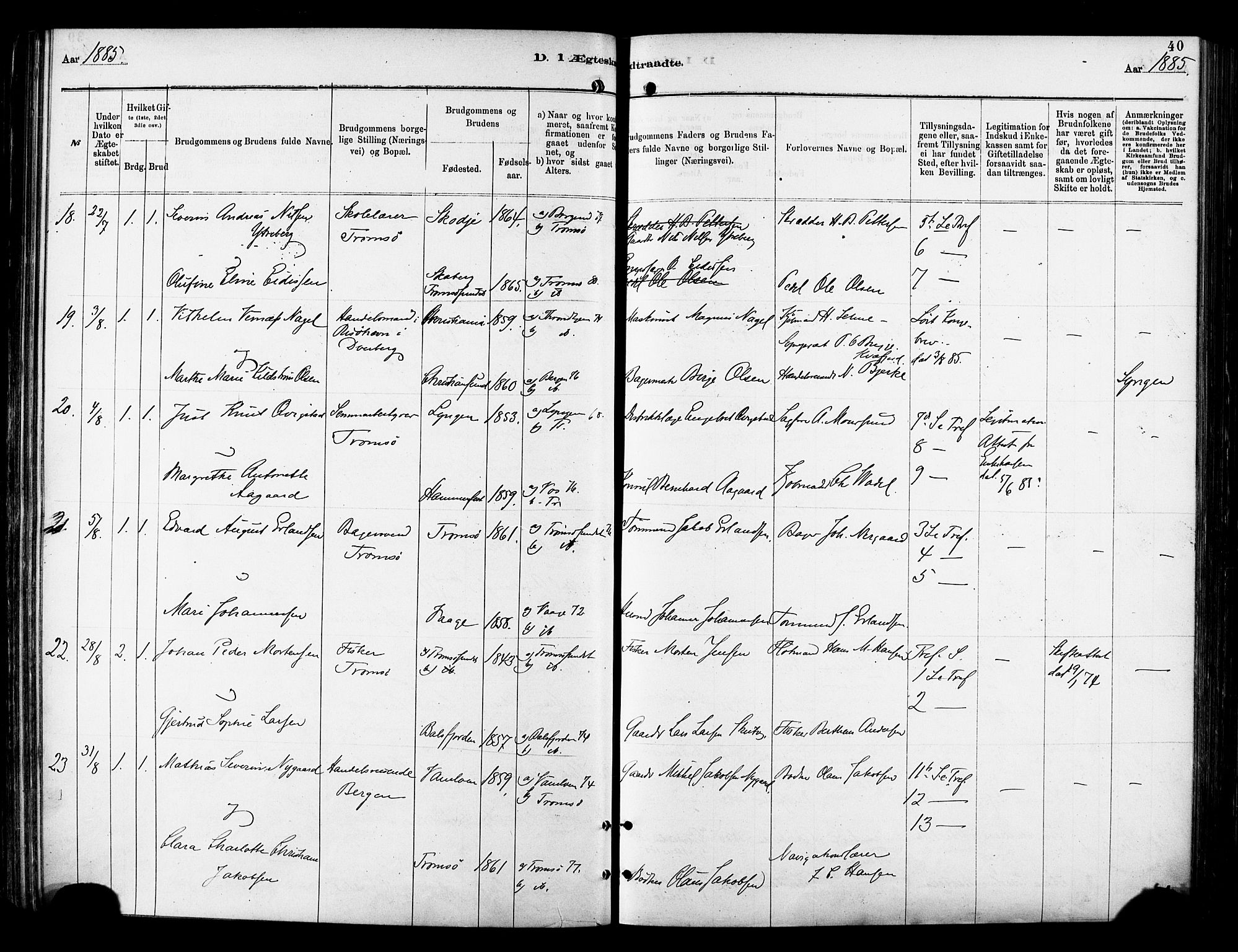 Tromsø sokneprestkontor/stiftsprosti/domprosti, SATØ/S-1343/G/Ga/L0014kirke: Parish register (official) no. 14, 1878-1888, p. 40