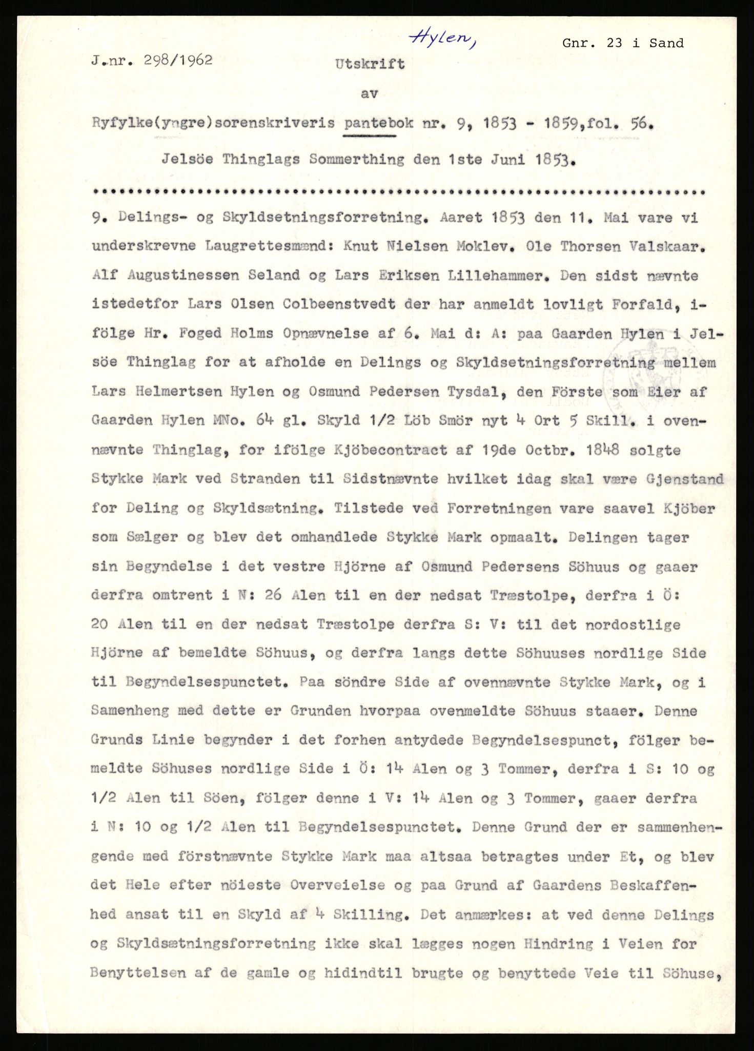 Statsarkivet i Stavanger, SAST/A-101971/03/Y/Yj/L0041: Avskrifter sortert etter gårdsnavn: Hustveit i Vikedal - Høivik indre, 1750-1930, p. 102
