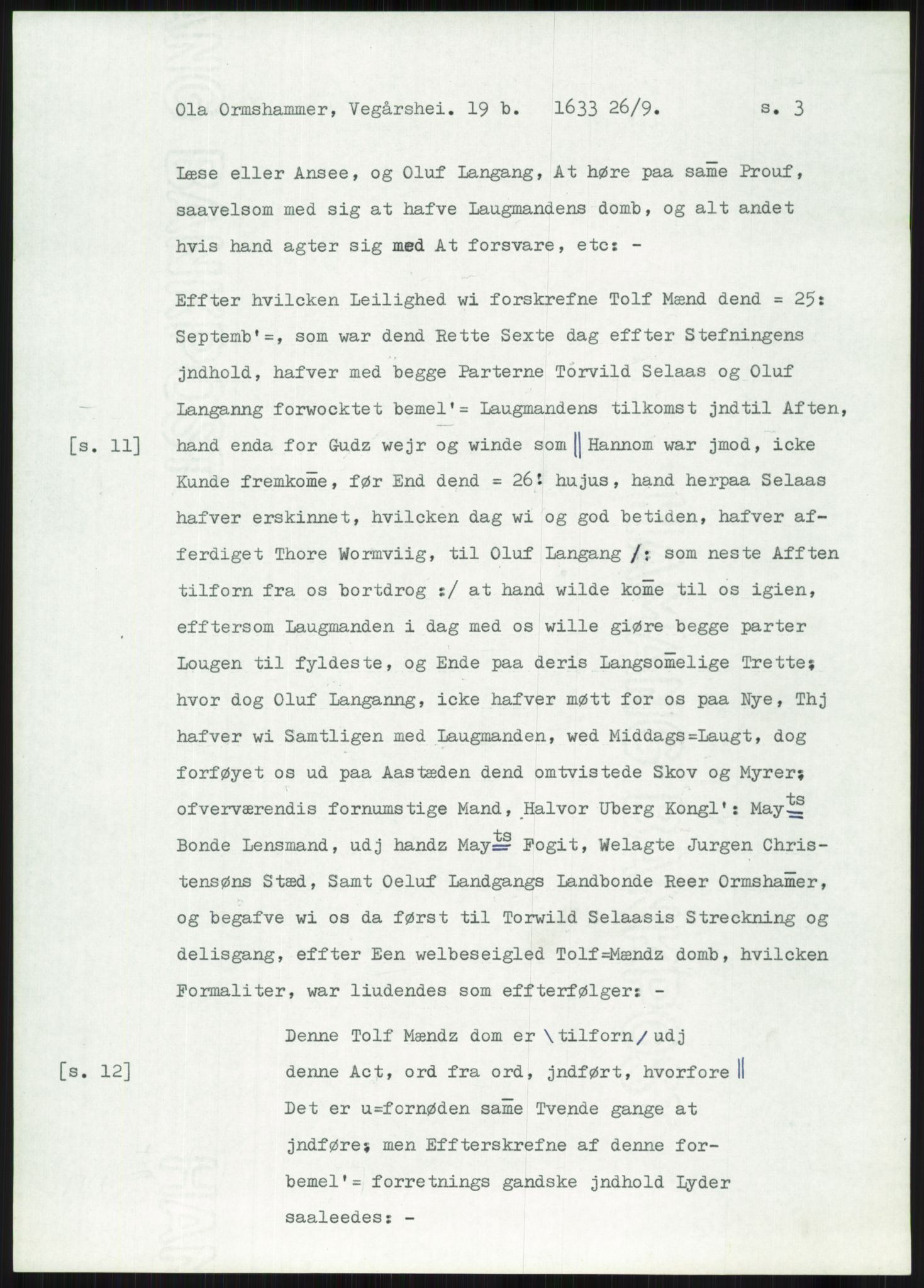 Samlinger til kildeutgivelse, Diplomavskriftsamlingen, AV/RA-EA-4053/H/Ha, p. 3519