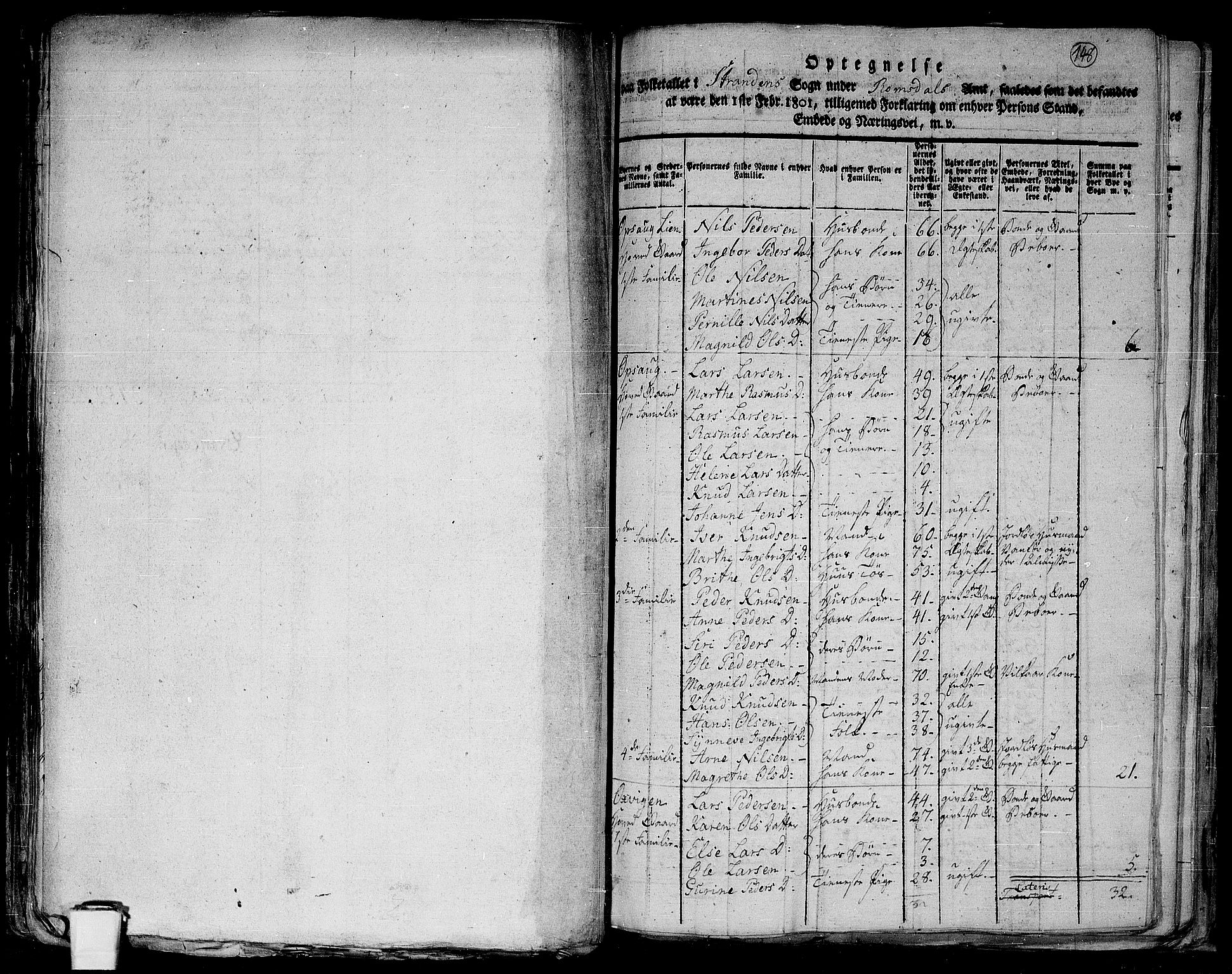 RA, 1801 census for 1525P Stranda, 1801, p. 147b-148a