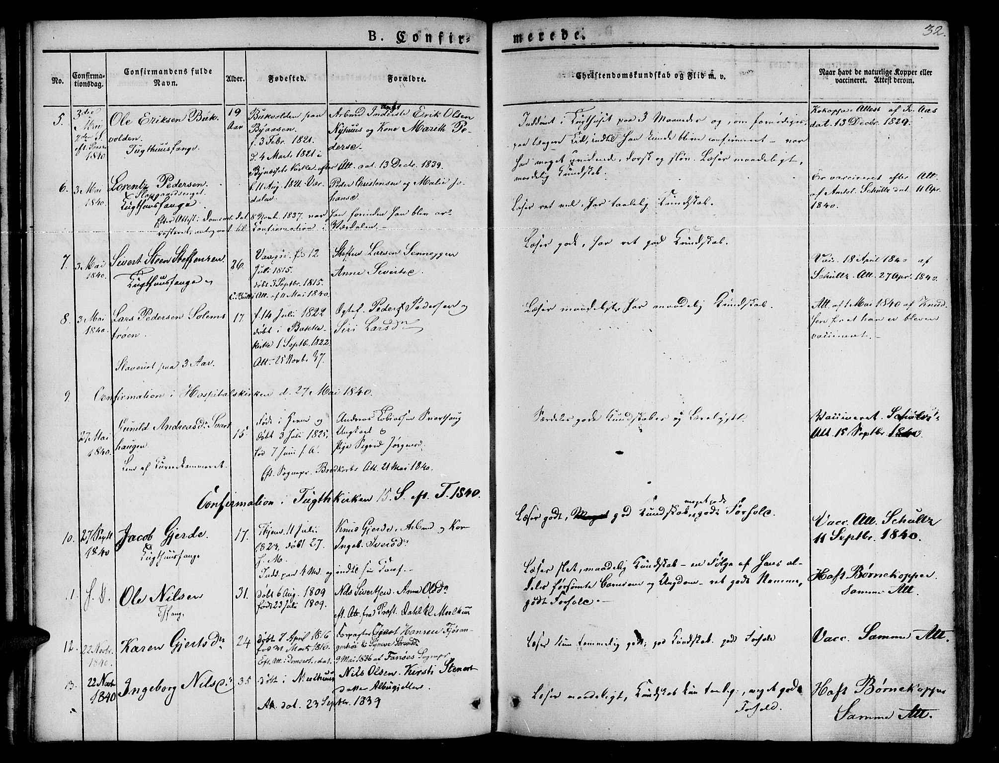 Ministerialprotokoller, klokkerbøker og fødselsregistre - Sør-Trøndelag, SAT/A-1456/623/L0468: Parish register (official) no. 623A02, 1826-1867, p. 32