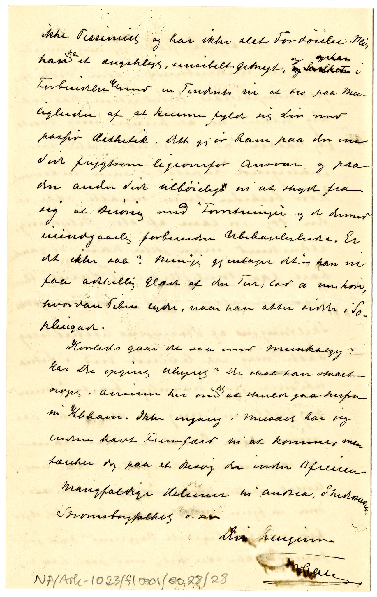 Diderik Maria Aalls brevsamling, NF/Ark-1023/F/L0001: D.M. Aalls brevsamling. A - B, 1738-1889, p. 382