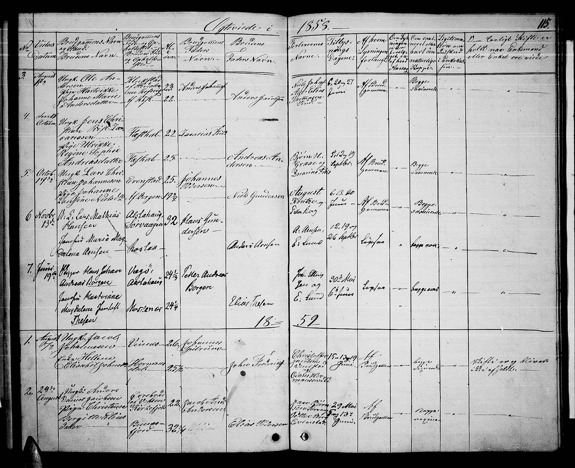 Ministerialprotokoller, klokkerbøker og fødselsregistre - Nordland, SAT/A-1459/886/L1224: Parish register (copy) no. 886C01, 1843-1873, p. 115
