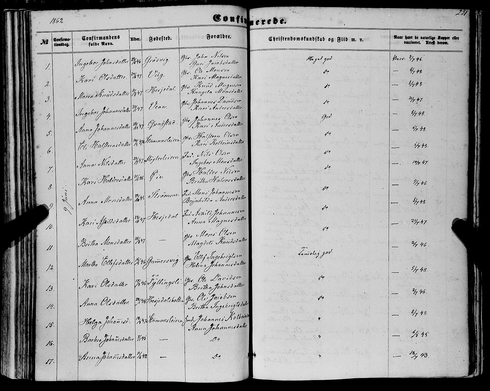 Haus sokneprestembete, SAB/A-75601/H/Haa: Parish register (official) no. A 17, 1858-1870, p. 231