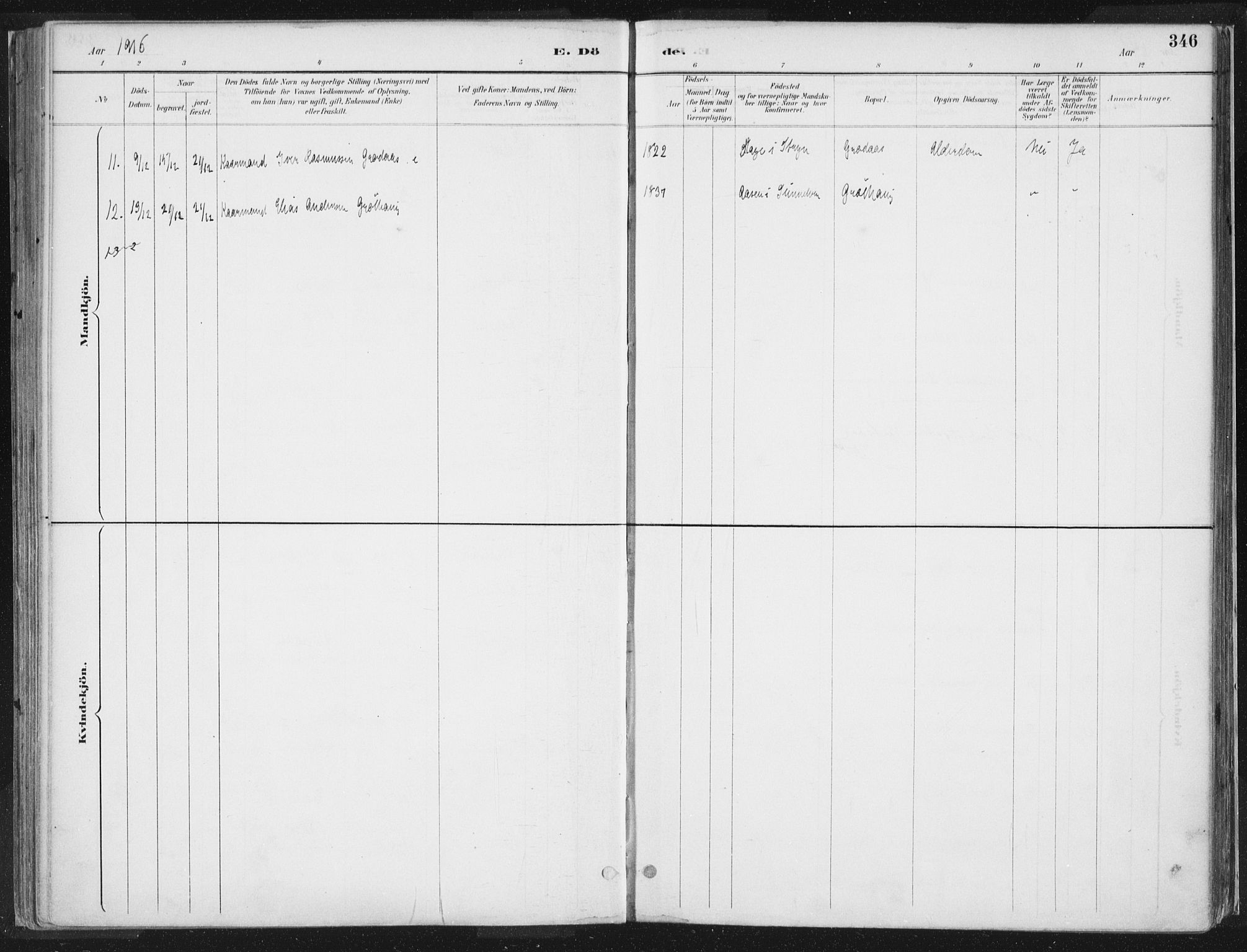 Hornindal sokneprestembete, AV/SAB-A-82401/H/Haa/Haaa/L0003/0002: Parish register (official) no. A 3B, 1885-1917, p. 346