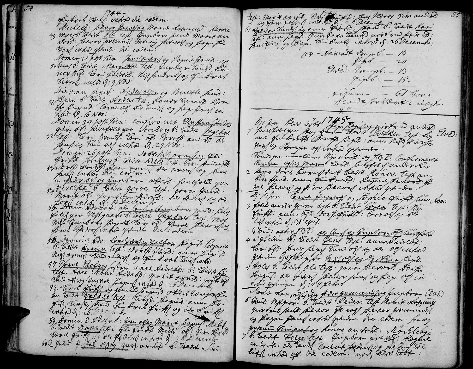 Åmot prestekontor, Hedmark, AV/SAH-PREST-056/H/Ha/Haa/L0002: Parish register (official) no. 2, 1734-1779, p. 54-55