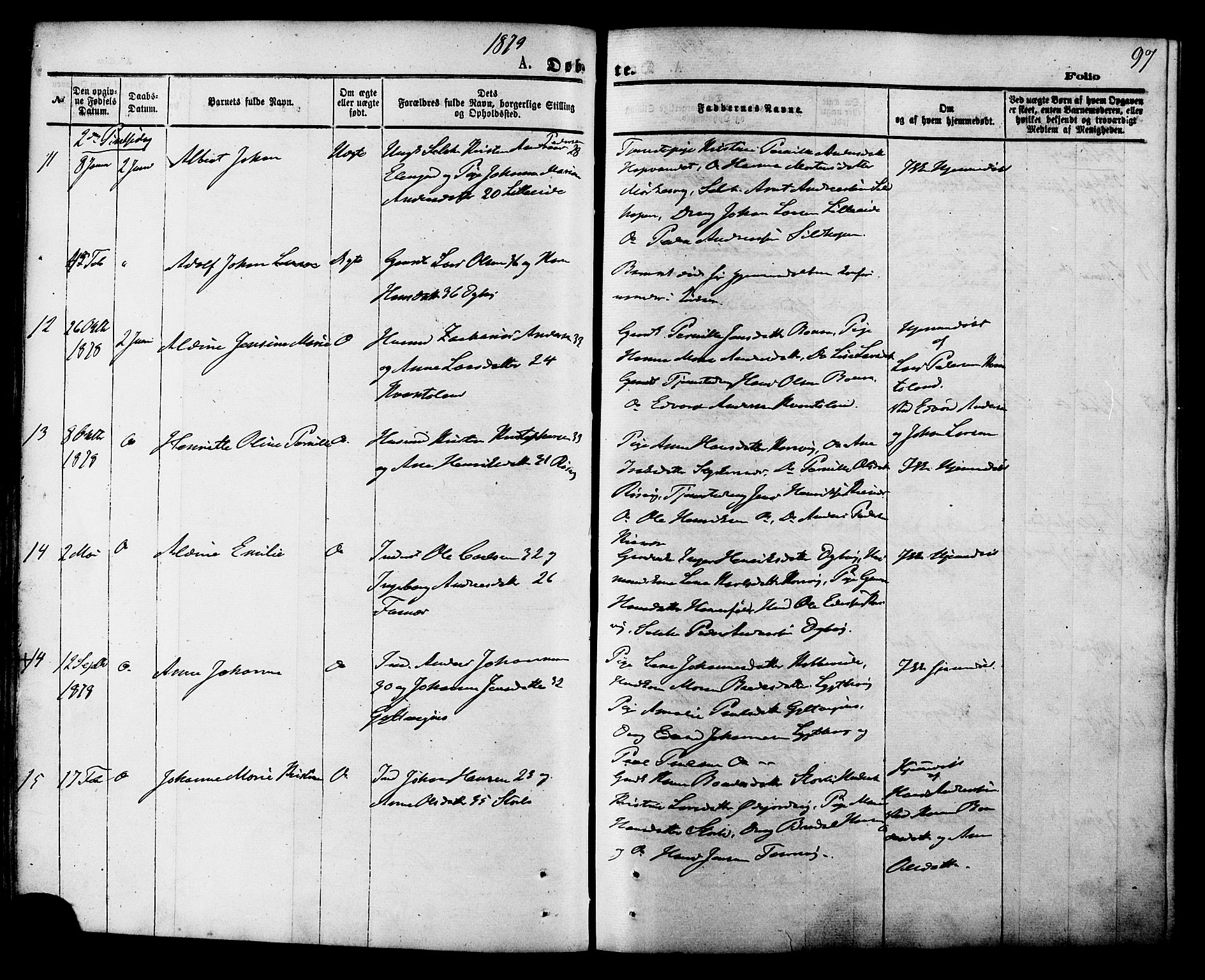 Ministerialprotokoller, klokkerbøker og fødselsregistre - Nordland, AV/SAT-A-1459/853/L0771: Parish register (official) no. 853A10, 1870-1881, p. 97