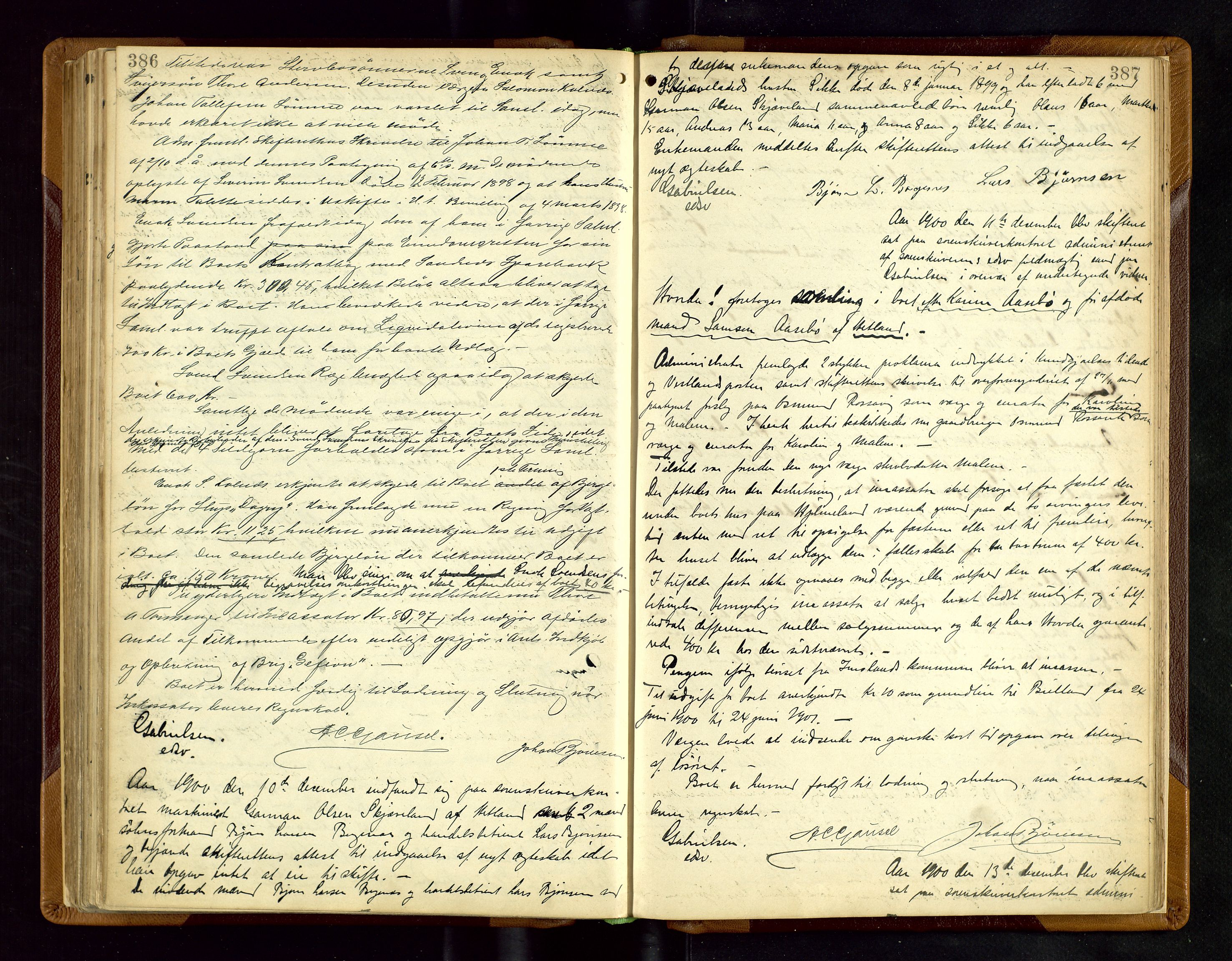 Jæren sorenskriveri, AV/SAST-A-100310/01/5/50/50BA/L0006: SKIFTEFORHANDLINGSPROTOKOLL, 1895-1903, p. 386-387
