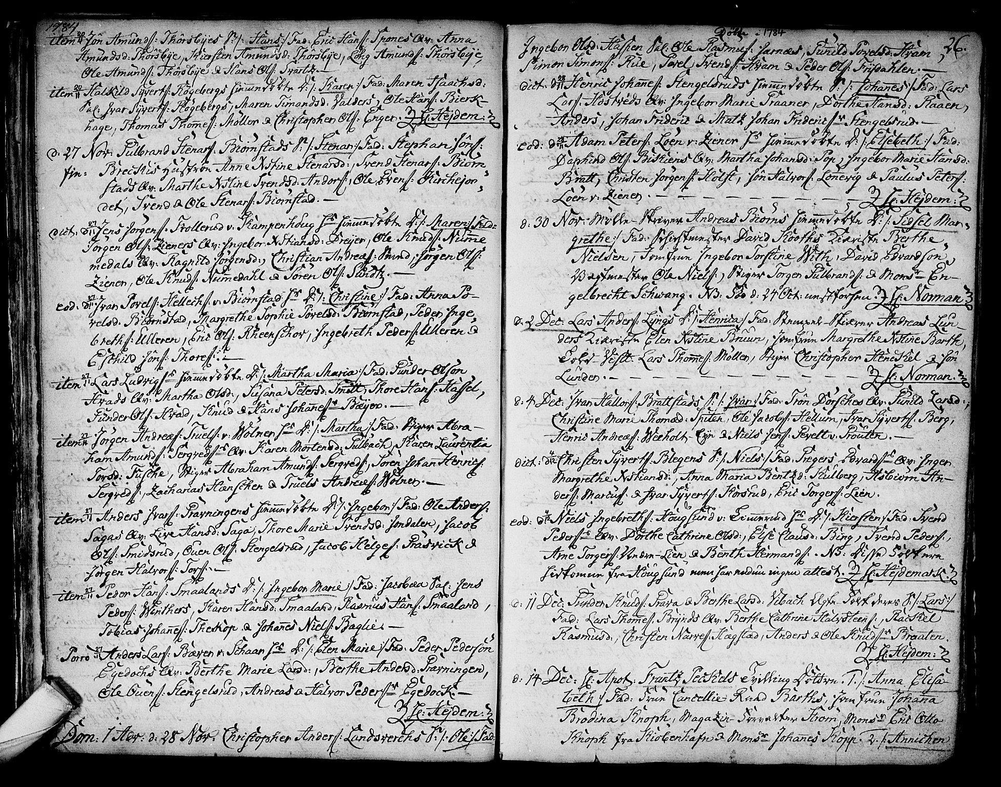 Kongsberg kirkebøker, SAKO/A-22/F/Fa/L0006: Parish register (official) no. I 6, 1783-1797, p. 26