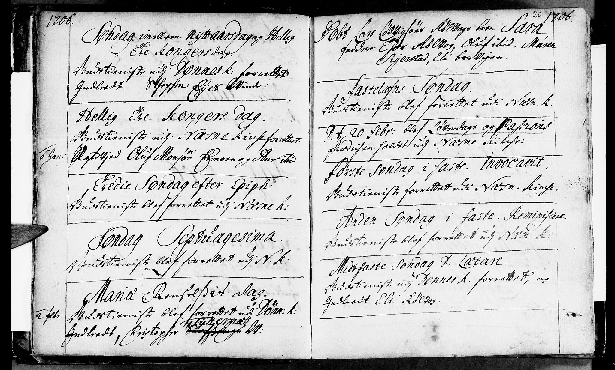 Ministerialprotokoller, klokkerbøker og fødselsregistre - Nordland, SAT/A-1459/838/L0542: Parish register (official) no. 838A01, 1704-1737, p. 20