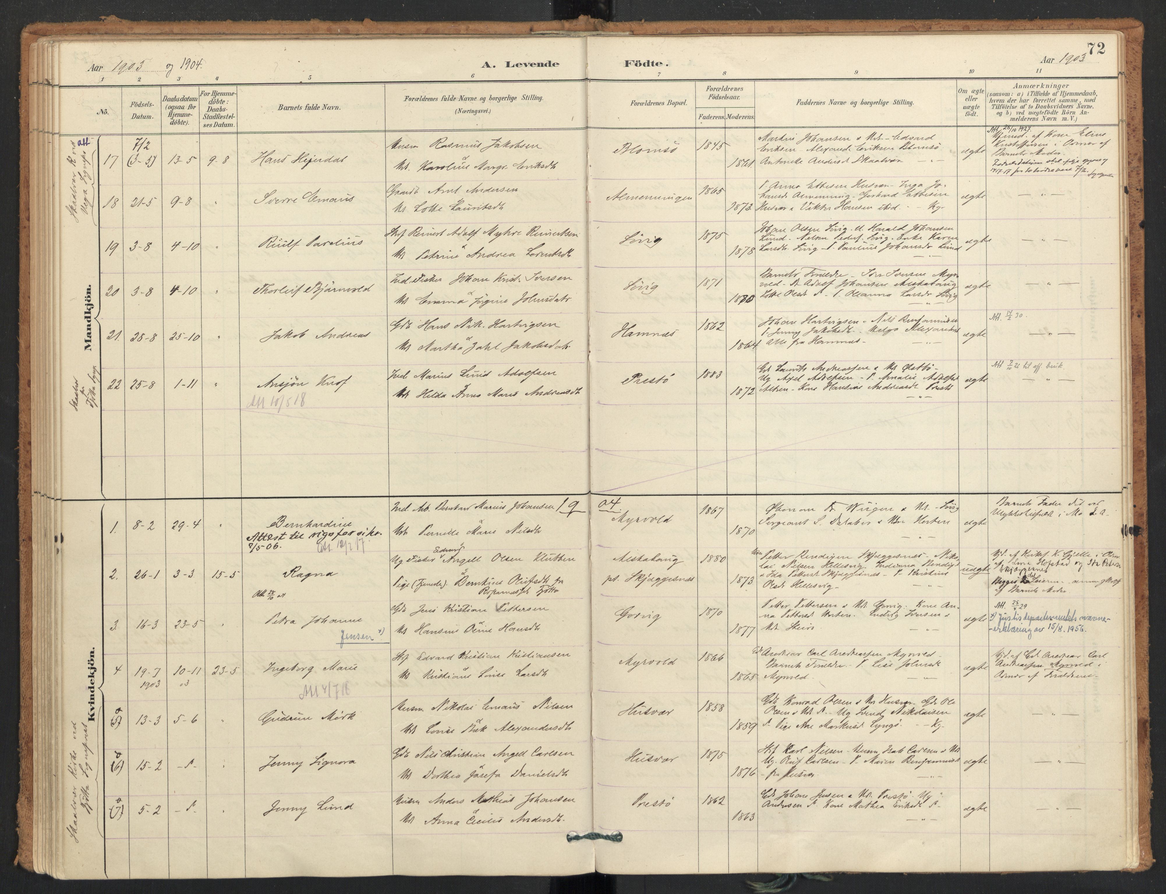 Ministerialprotokoller, klokkerbøker og fødselsregistre - Nordland, SAT/A-1459/830/L0453: Parish register (official) no. 830A17, 1886-1911, p. 72