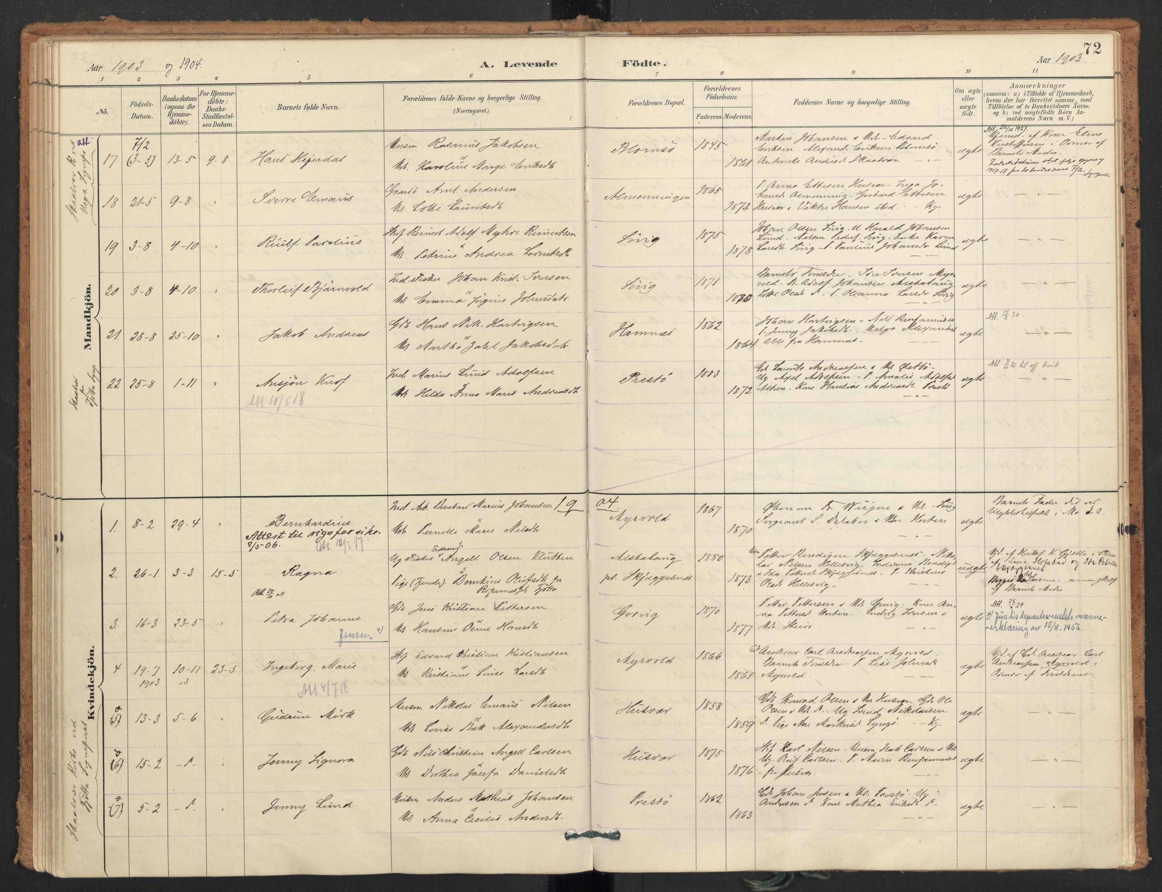 Ministerialprotokoller, klokkerbøker og fødselsregistre - Nordland, AV/SAT-A-1459/830/L0453: Parish register (official) no. 830A17, 1886-1911, p. 72