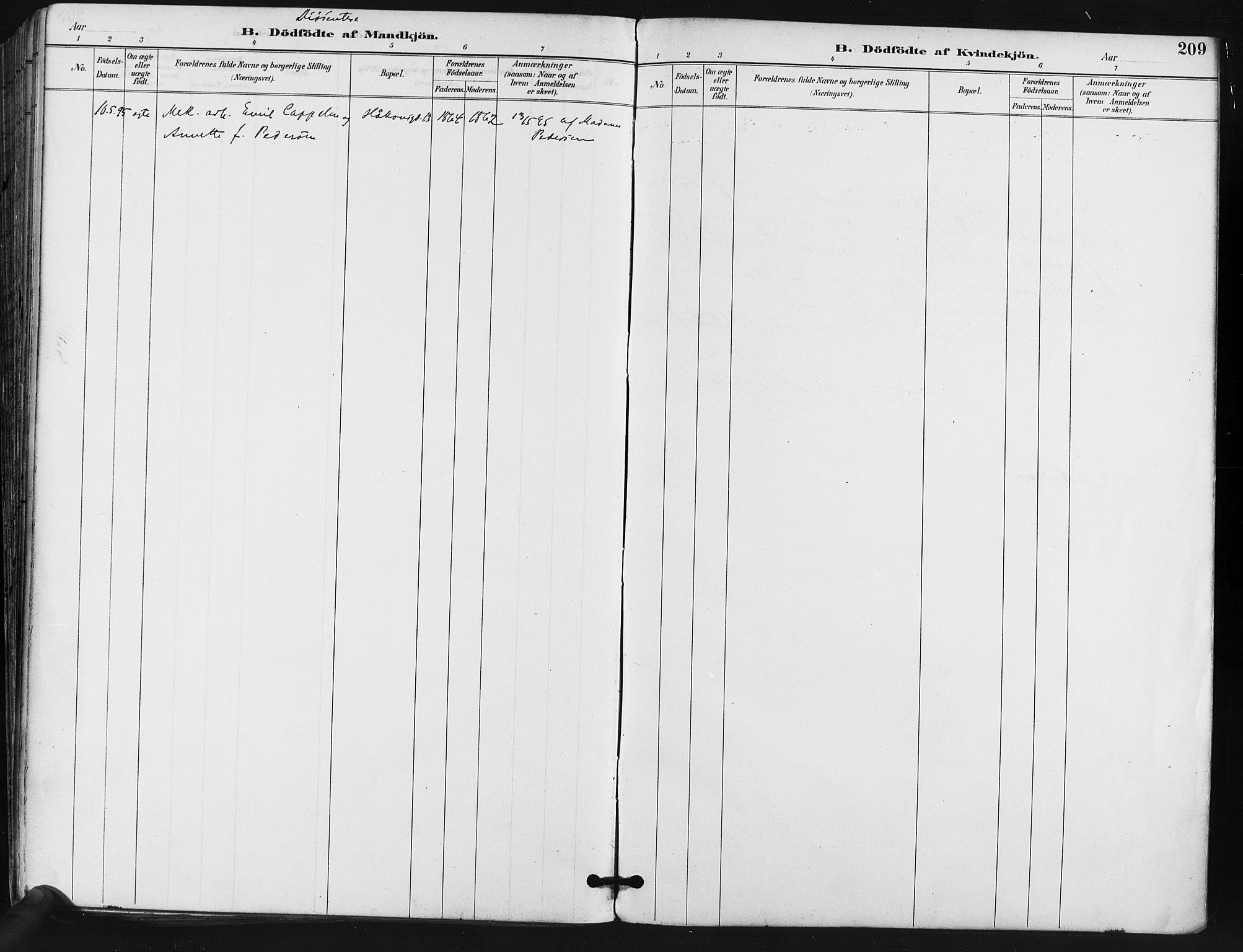 Kampen prestekontor Kirkebøker, SAO/A-10853/F/Fa/L0005: Parish register (official) no. I 5, 1890-1902, p. 209