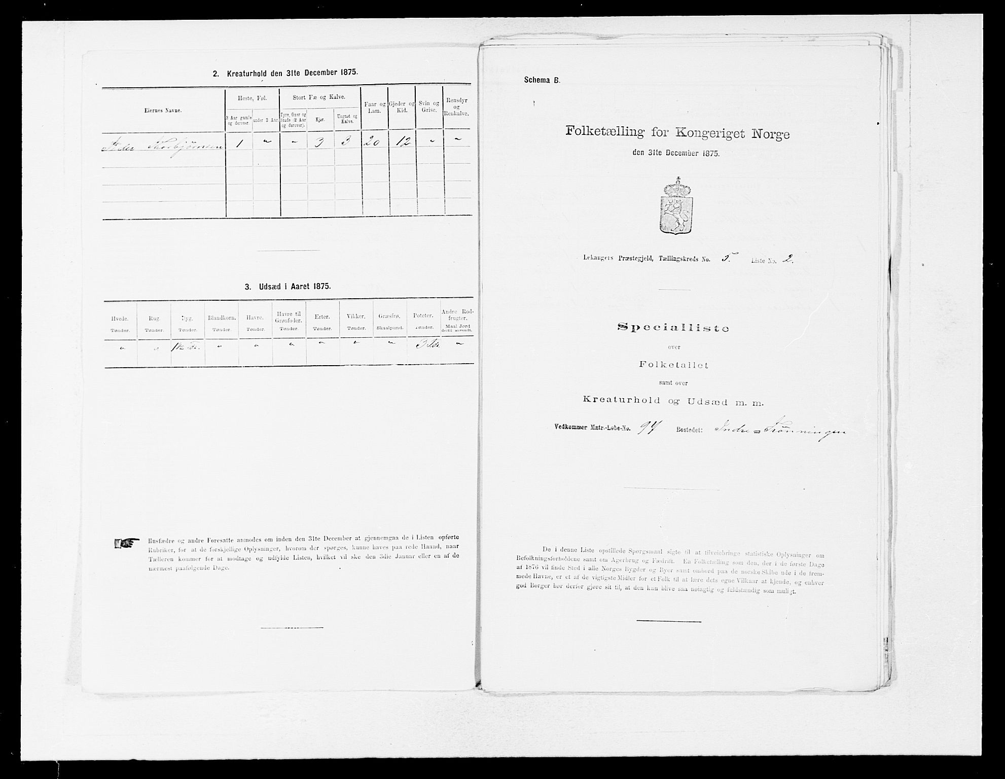 SAB, 1875 census for 1419P Leikanger, 1875, p. 410