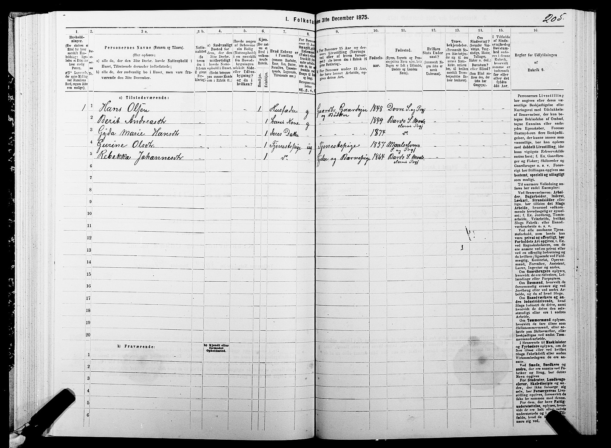 SATØ, 1875 census for 1924P Målselv, 1875, p. 4205